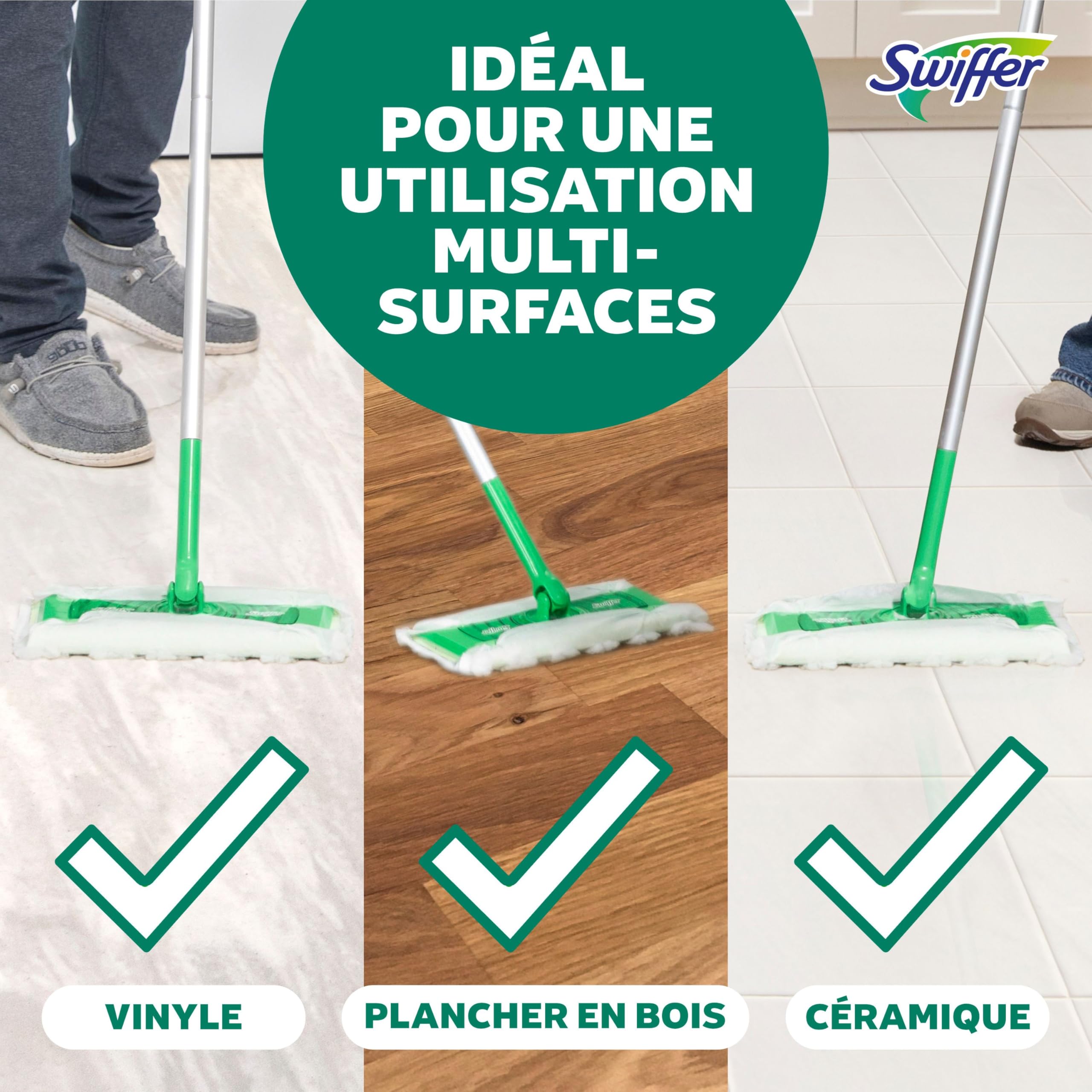 Swiffer Sweep + Mop, Broom & Mop Alternative, Dry & Wet Floor Cleaner for Dirt, Dust, Hair, All Purpose Cleaning Tool for Home, Bathroom, Kitchen, Set Includes 1 Sweeper, 14 Dry Pads, 5 Wet Pads Fresh 🍁 All In One Marketplace Canada
