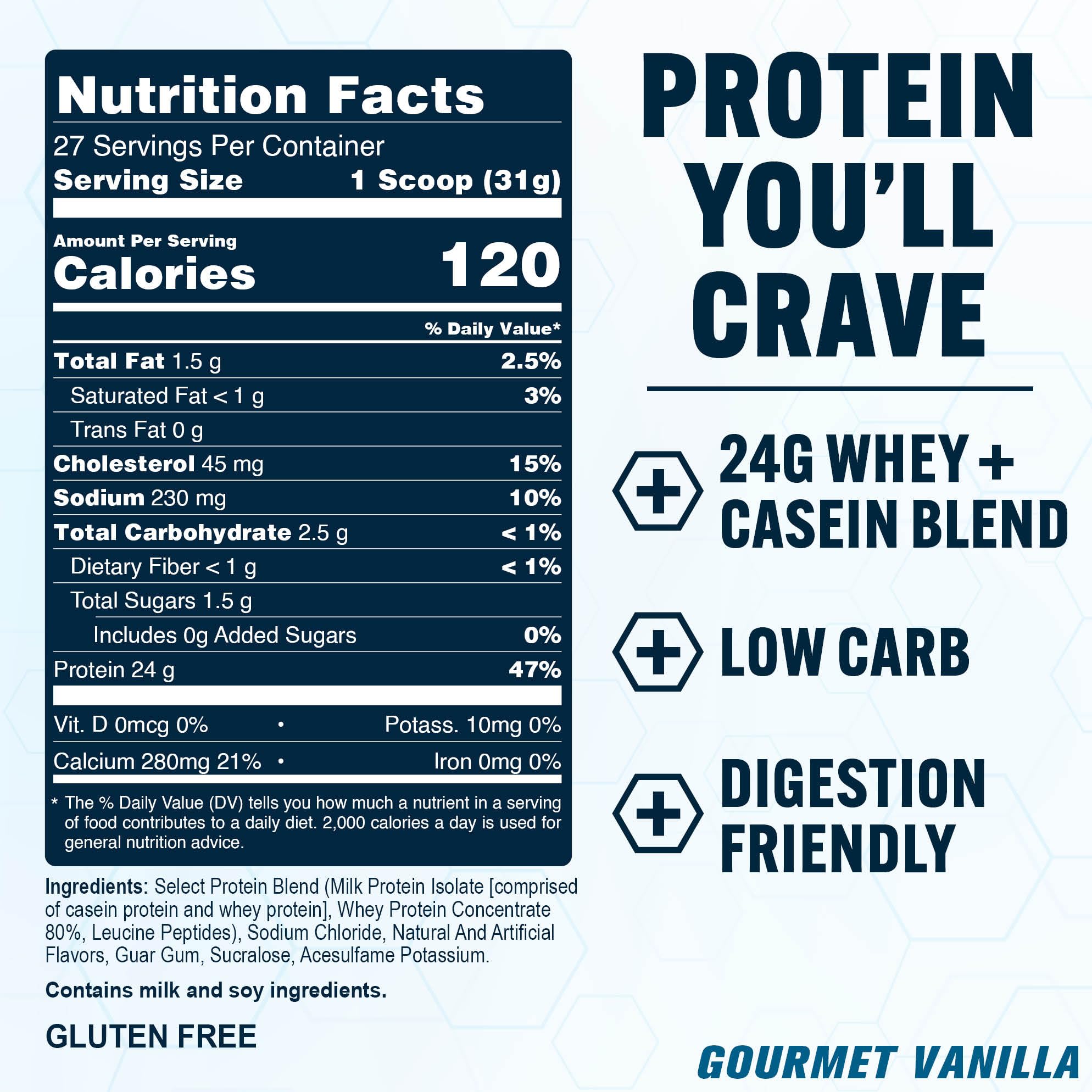 PEScience Select Protein Powder, Whey and Casein Blend, Lean Protein Powder for Women and Men, Low Calorie, Low Carb, Keto Friendly, Gluten Free - Gourmet Vanilla, 27 Servings 🍁 All In One Marketplace Canada