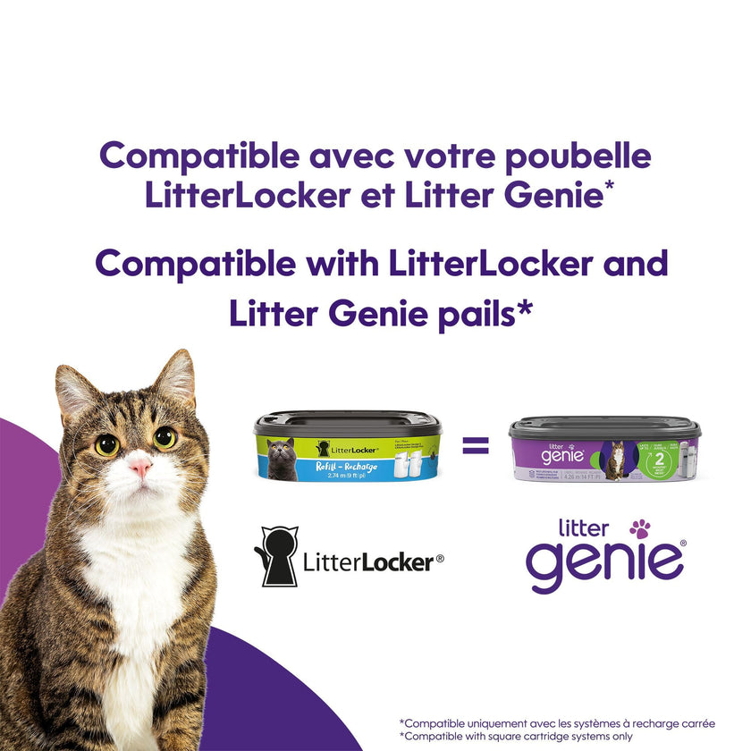LitterLocker Refill bags| by the makers of Litter Genie| 4-Pack, 48 total ft or up to 8 Months of Supply | Made in Canada | Square Refills Compatible with LitterLocker & Litter Genie Pails 🍁 All In One Marketplace Canada
