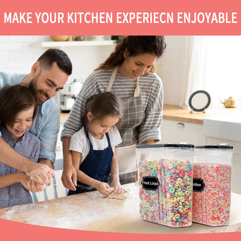 Large Dry Food Storage Containers with Lids, PRAKI 6PCS 4L Airtight Cereal Containers Storage, Leak-proof Canister Set for Kitchen Pantry Organizers and Storage with 20 Labels & Marker 🍁 All In One Marketplace Canada