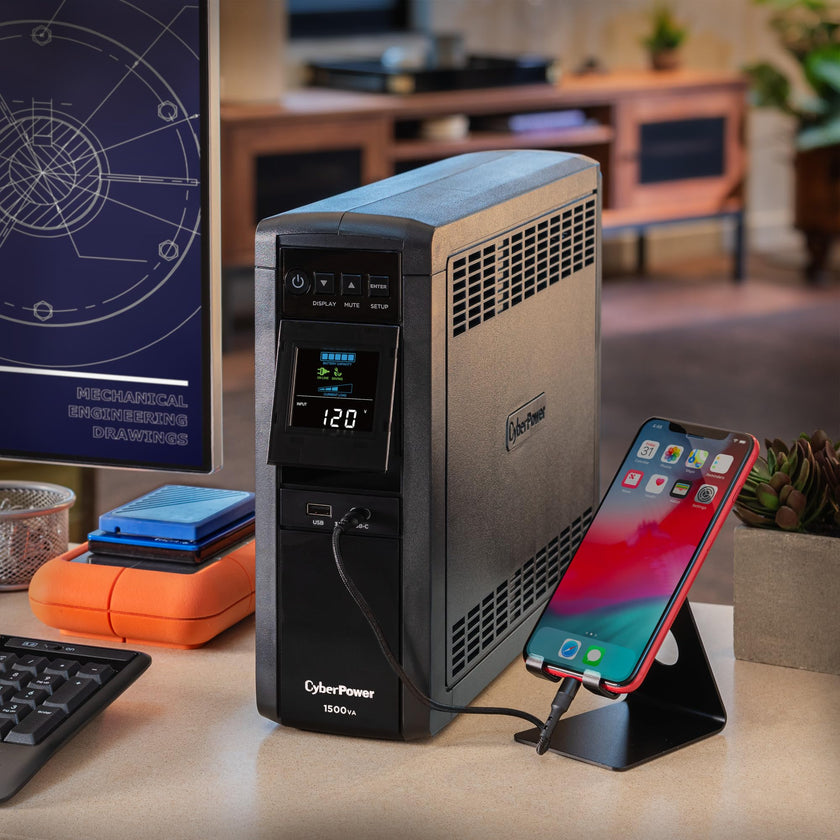 CyberPower CP1500PFCLCD PFC Sinewave UPS System, 1500VA/1000W, 12 Outlets, AVR, Mini Tower, Black 🍁 All In One Marketplace Canada