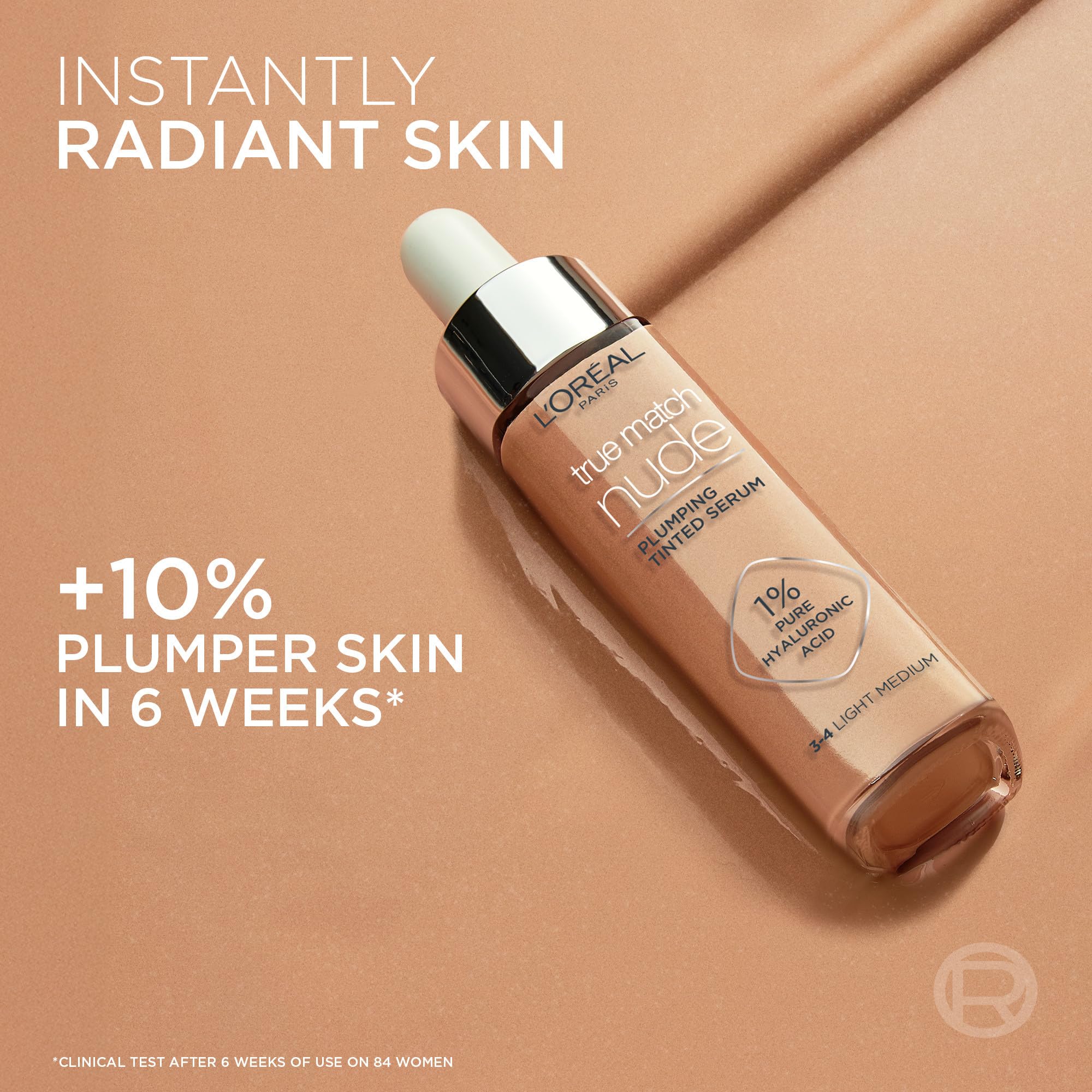 L’Oréal Paris True Match Nude Hyaluronic Foundation, Tinted Face Serum Foundation with Hyaluronic Acid for Lightweight Coverage and Instant Hydration, Radiant Finish - Light Medium, 30 mL 🍁 All In One Marketplace Canada