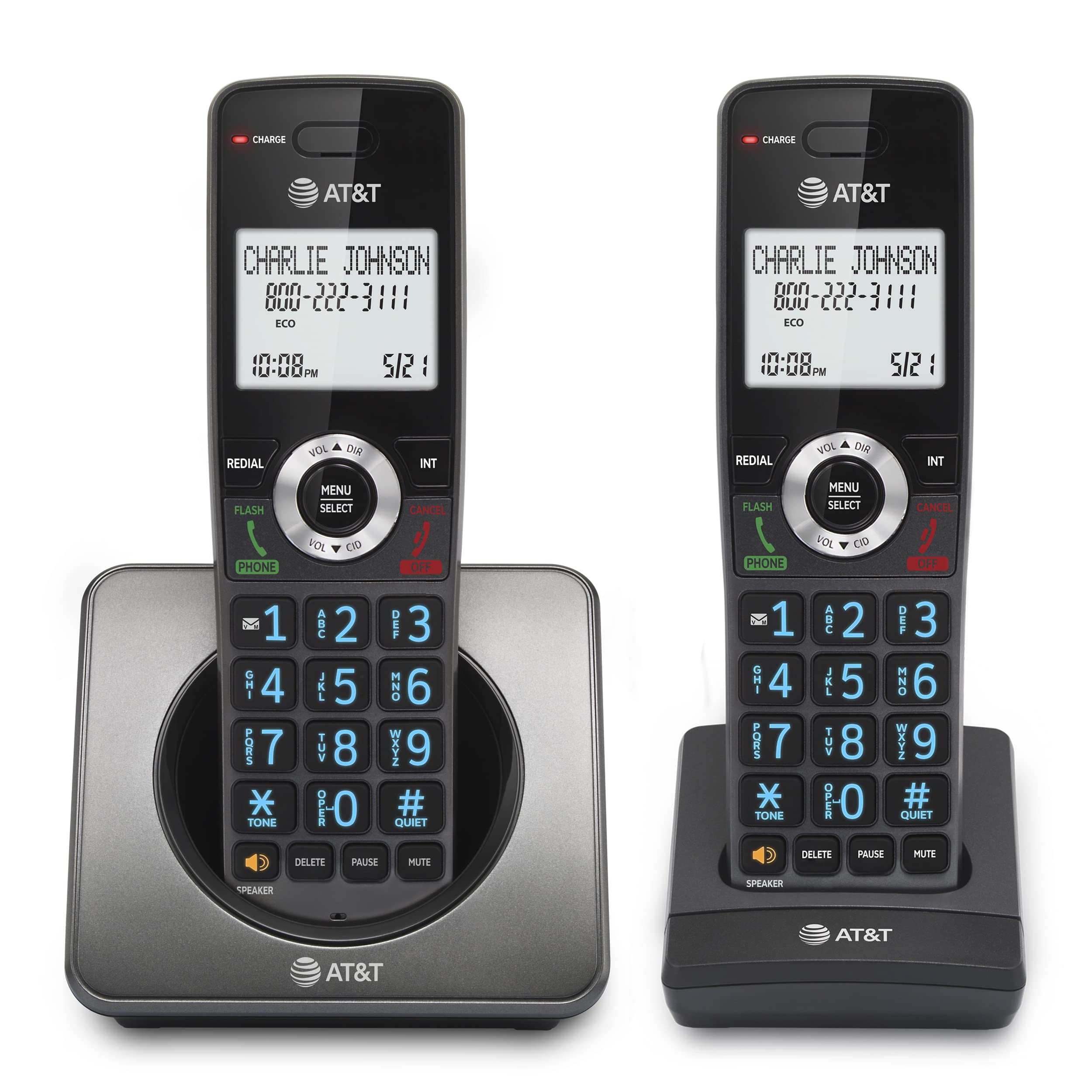 AT&T GL2101-2 DECT 6.0 Cordless Home Phone 2-Handset with Call Block, Caller ID, Full-Duplex Handset Speakerphone, 2