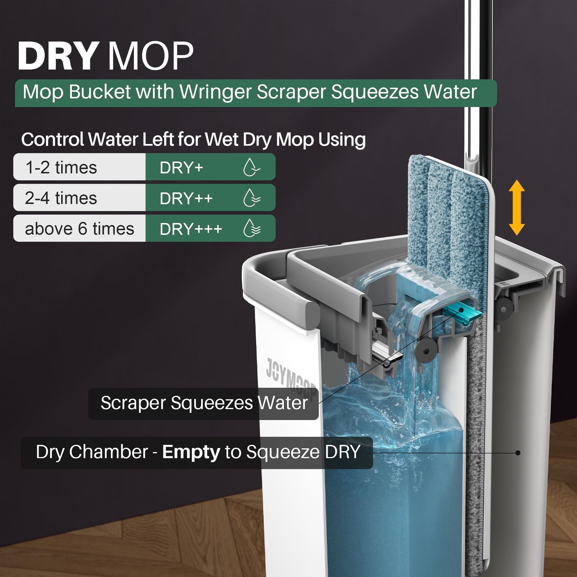 JOYMOOP Hands Free Flat Floor Mop and Bucket with Wringer Set, 3 Washable Microfiber Mops, Wet and Dry Use, Floor Cleaning System 🍁 All In One Marketplace Canada