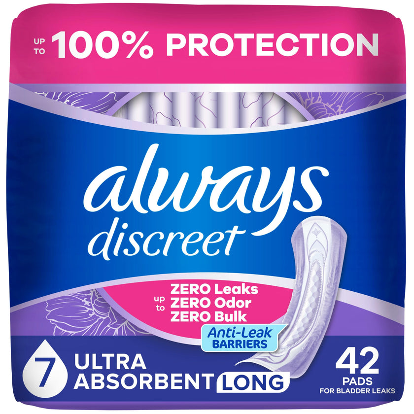 Always Discreet Adult Incontinence Pads for Women, Ultra Absorbency, Long Length, Postpartum Pads, 42 Count 🍁 All In One Marketplace Canada
