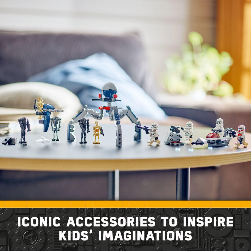 LEGO Star Wars Clone Trooper & Battle Droid Battle Pack Set for Kids, Buildable Toy Speeder Bike Vehicle, Tri-Droid and Defensive Post, Collectible, Gift for Boys and Girls Aged 7 and Up, 75372 🍁 All In One Marketplace Canada
