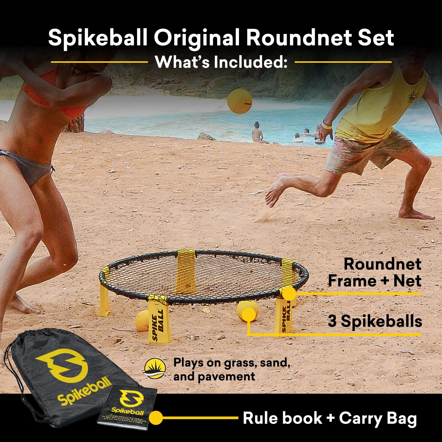 Spikeball Game Set (3 Ball Kit) - Outdoor Indoor Gift for Teens, Family - Yard, Lawn, Beach, Tailgate - Includes Playing Net, 3 Balls, Drawstring Bag, Rule Book 🍁 All In One Marketplace Canada