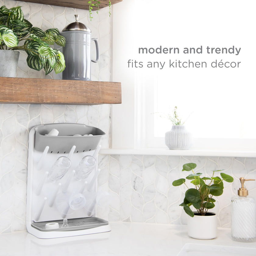 Ubbi Vertical Baby Bottle Drying Rack, Countertop Drying Rack Baby Accessory, Grey 🍁 All In One Marketplace Canada
