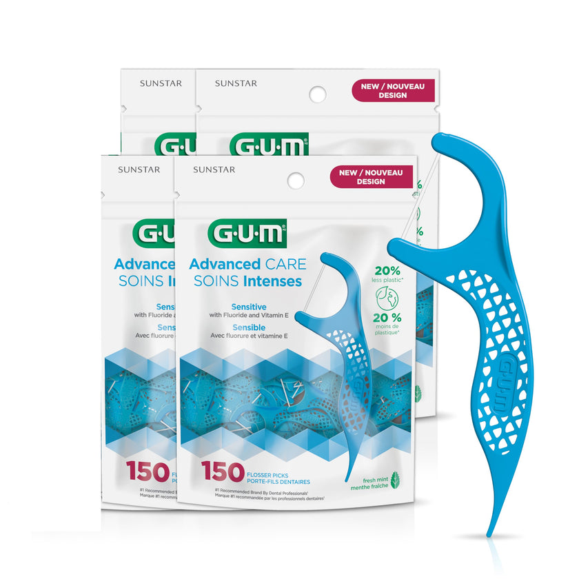 GUM - 888DF Advanced Care Flossers, Fresh Mint Dental String Floss Picks, Vitamin E & Fluoride, 600 Count 🍁 All In One Marketplace Canada
