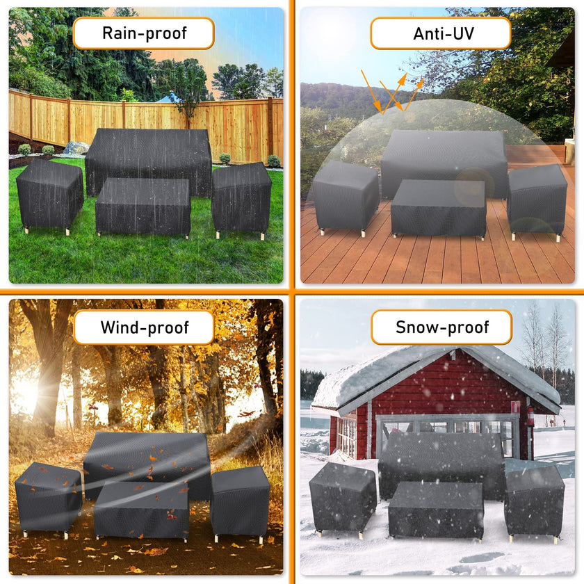 STARTWO Outdoor Waterproof Patio Furniture Covers 4-Piece Set for Chairs 32in, Loveseat 56in, Coffee Table 45in, Heavy Duty 600D, Black 🍁 All In One Marketplace Canada