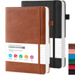 2 Pack Journal Notebook, Hardcover A5 Diary Journal for Women/Men Work, Leather Notebooks for School Supplies, 100GSM Lined Paper, No Bleed, Inner Pocket, Brown Black 🍁 All In One Marketplace Canada