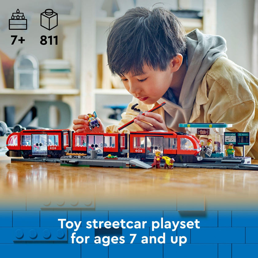 LEGO City Downtown Streetcar and Station Train Set - Kids Toy Train Building Set for Pretend Play & Imagination, Ages 7+ - Gift Ideas for Boys & Girls Birthdays - 60423 🍁 All In One Marketplace Canada
