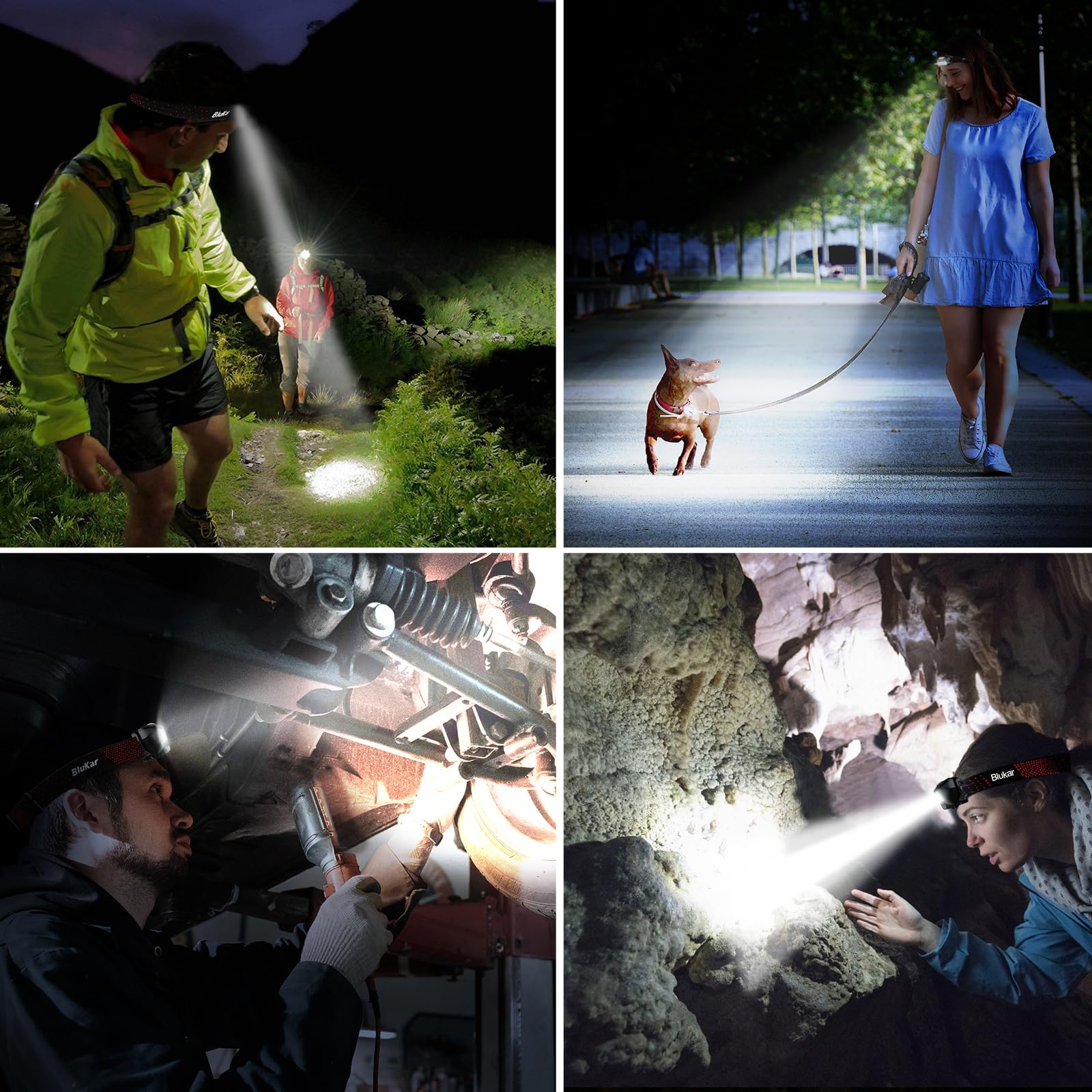 Blukar Headlamp Rechargeable, 2000L Super Bright LED Head Lamp Headlight with Red Warning Lights and 6 Modes, Motion Sensor Control, IPX5 Waterproof, Lightweight Flashlight for Running, Hiking etc. 🍁 All In One Marketplace Canada