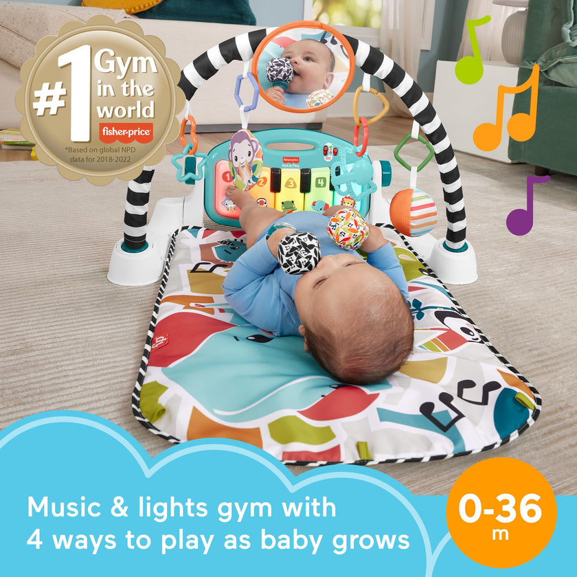 Fisher-Price Baby Musical Toy Set Glow and Grow Kick & Play Piano Gym Blue Playmat with 2 Rattle Maracas for Newborns Ages 0+ Months 🍁 All In One Marketplace Canada