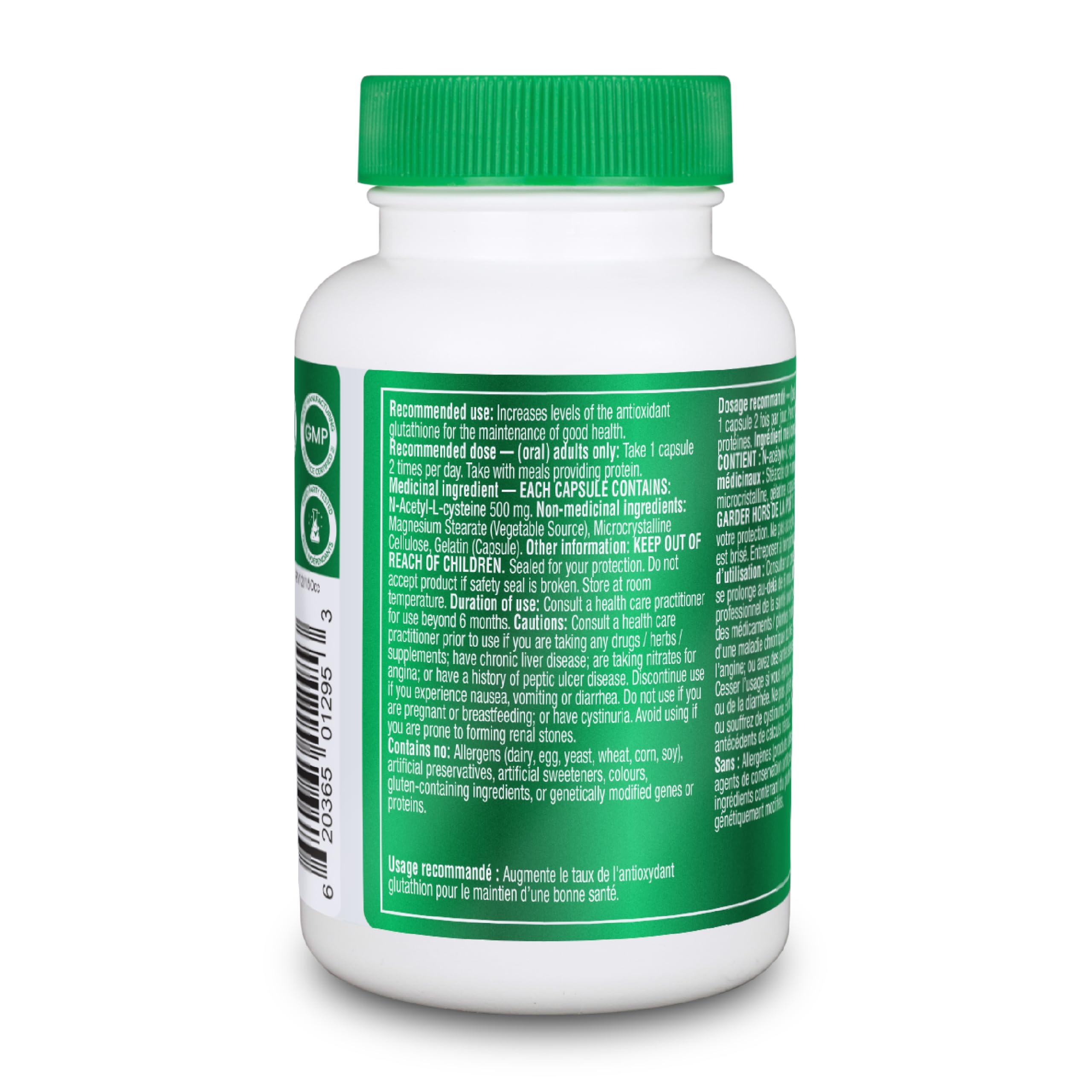 Organika Canadian-Made NAC (N-Acetyl-L-Cysteine) 500mg- Supports Antioxidant Glutathione Levels, Immune System Support, Liver and Detox Support- 90 caps 🍁 All In One Marketplace Canada