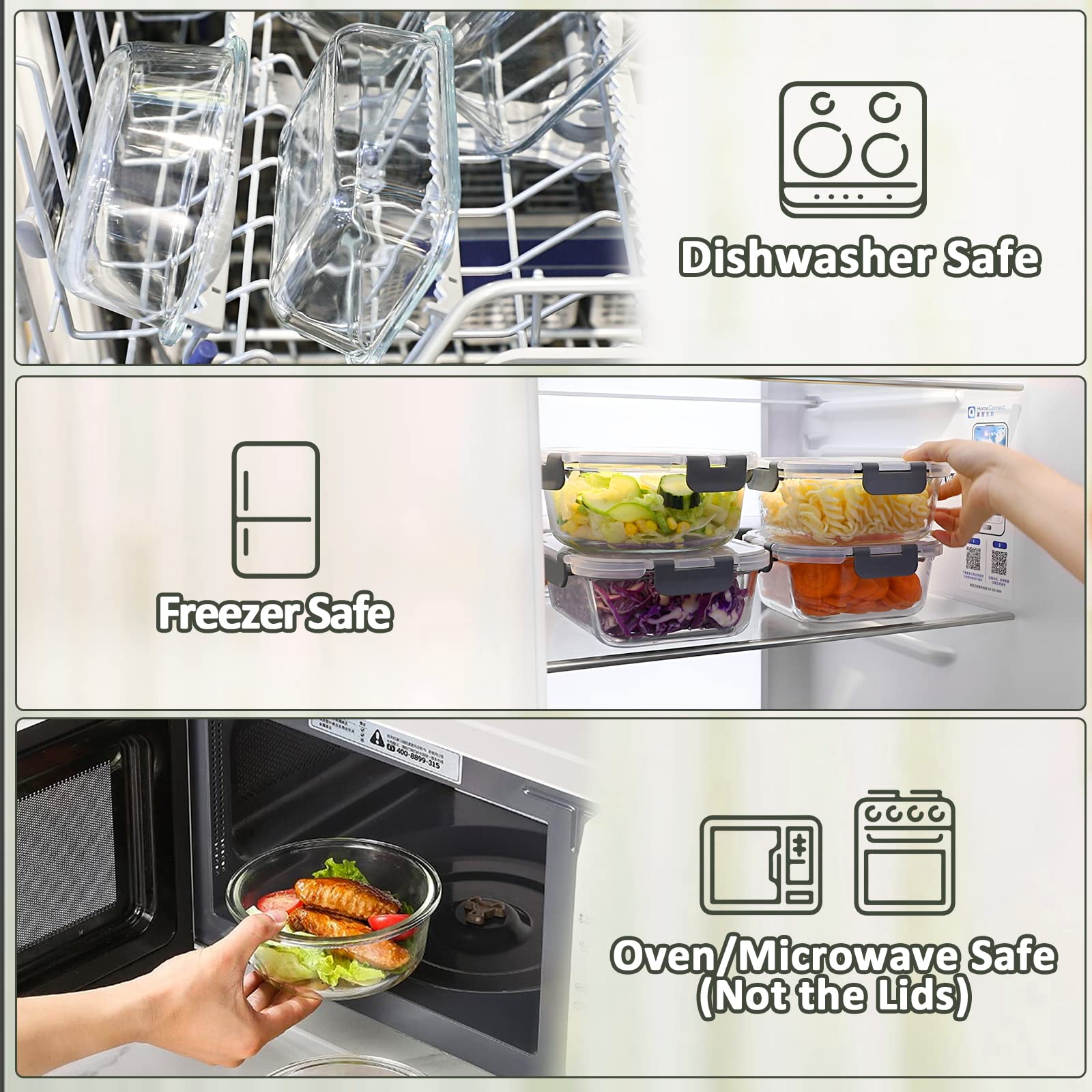 M MCIRCO 24-Piece Glass Food Storage Containers with Snap Locking Lids,Glass Meal Prep Containers Set - Airtight Lunch Containers, Microwave, Oven, Freezer and Dishwasher 🍁 All In One Marketplace Canada