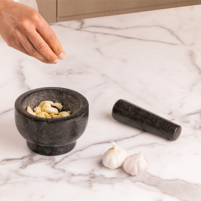Lagostina Natural Granite Hand Mortar And Pestle, Manual Grinder, Perfect Crushing Herbs, Spices, 1.3 Cup Capacity, Durable And Easy To Clean, Gray, L413.4106.02 🍁 All In One Marketplace Canada
