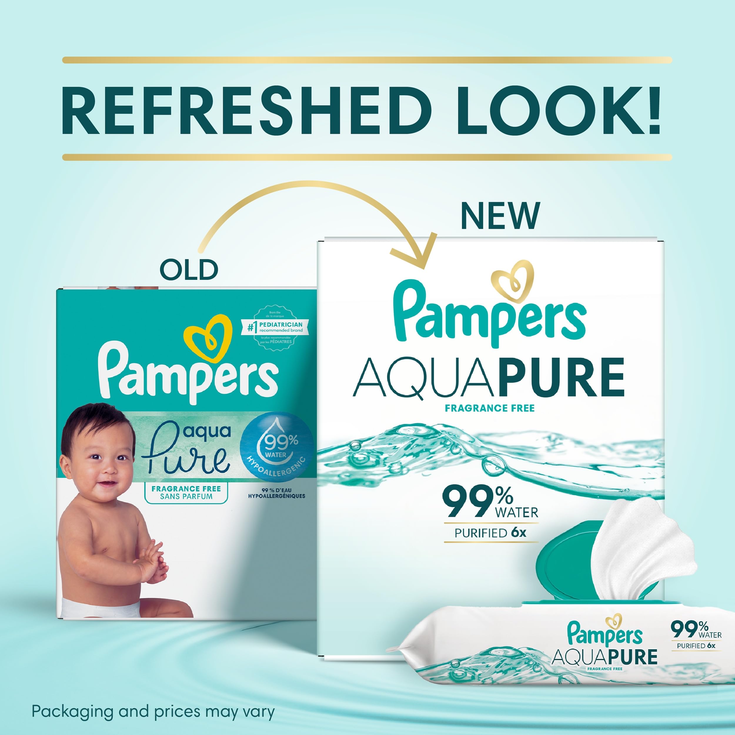 Pampers Aqua Pure Baby Wipes, 99% Water, Fragrance Free, 672 Baby Wipes Total (12X Flip-Top Packs) 🍁 All In One Marketplace Canada