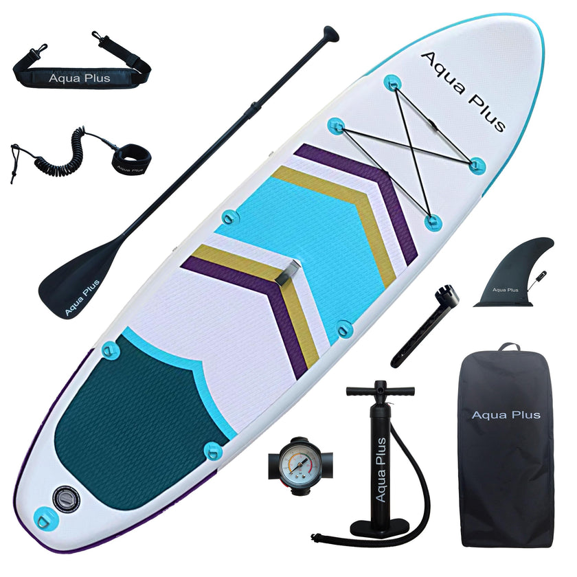 Aqua Plus 6inches Thick Inflatable SUP for All Skill Levels Stand Up Paddle Board,Paddle,Pump,ISUP Travel Backpack, Leash,Shoulder Strap,Youth,Adult Inflatable Paddle Board 🍁 All In One Marketplace Canada
