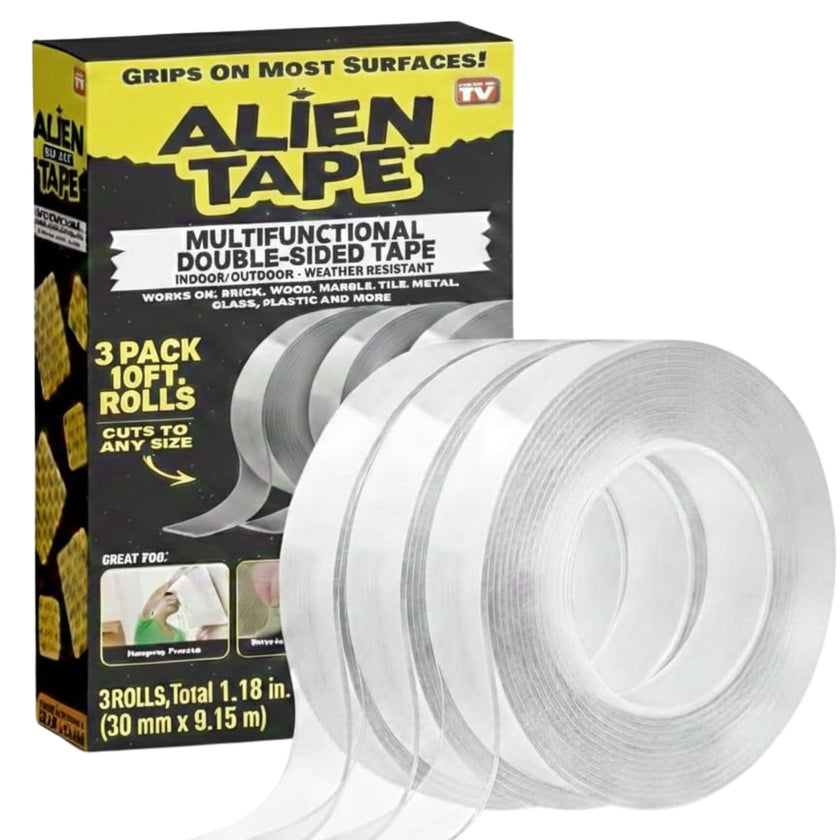 Alientape Nano Double Sided Tape Reusable Washable Transparent Traceless Multi-Purpose Adhesive Tape with Nano-Grip Technology for Indoor and Outdoor Mounting Tape As Seen On TV (Set of 3) 🍁 All In One Marketplace Canada