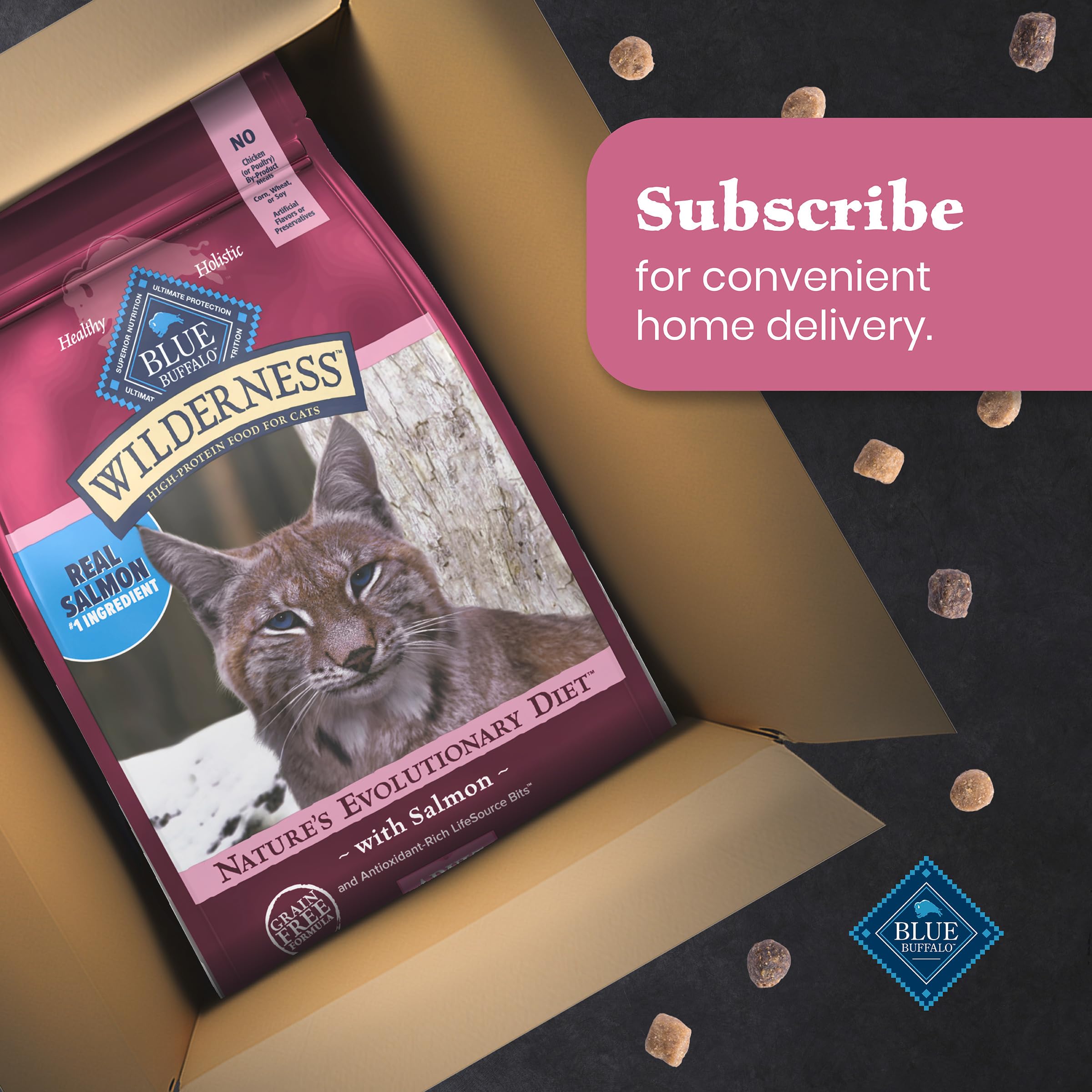 Blue Buffalo Wilderness with Salmon Natural High-Protein Grain-Free Dry Food for Adult Cats, Real Salmon First, Antioxidant-Rich LifeSource Bits Support Immunity, Promotes Strong Muscles,11 lbs. 🍁 All In One Marketplace Canada