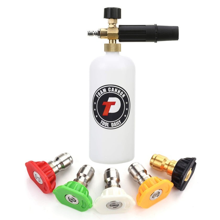 Tool Daily Foam Cannon with 1/4’’ Quick Connector, 1 Liter, 5 Pressure Washer Nozzle Tips 🍁 All In One Marketplace Canada