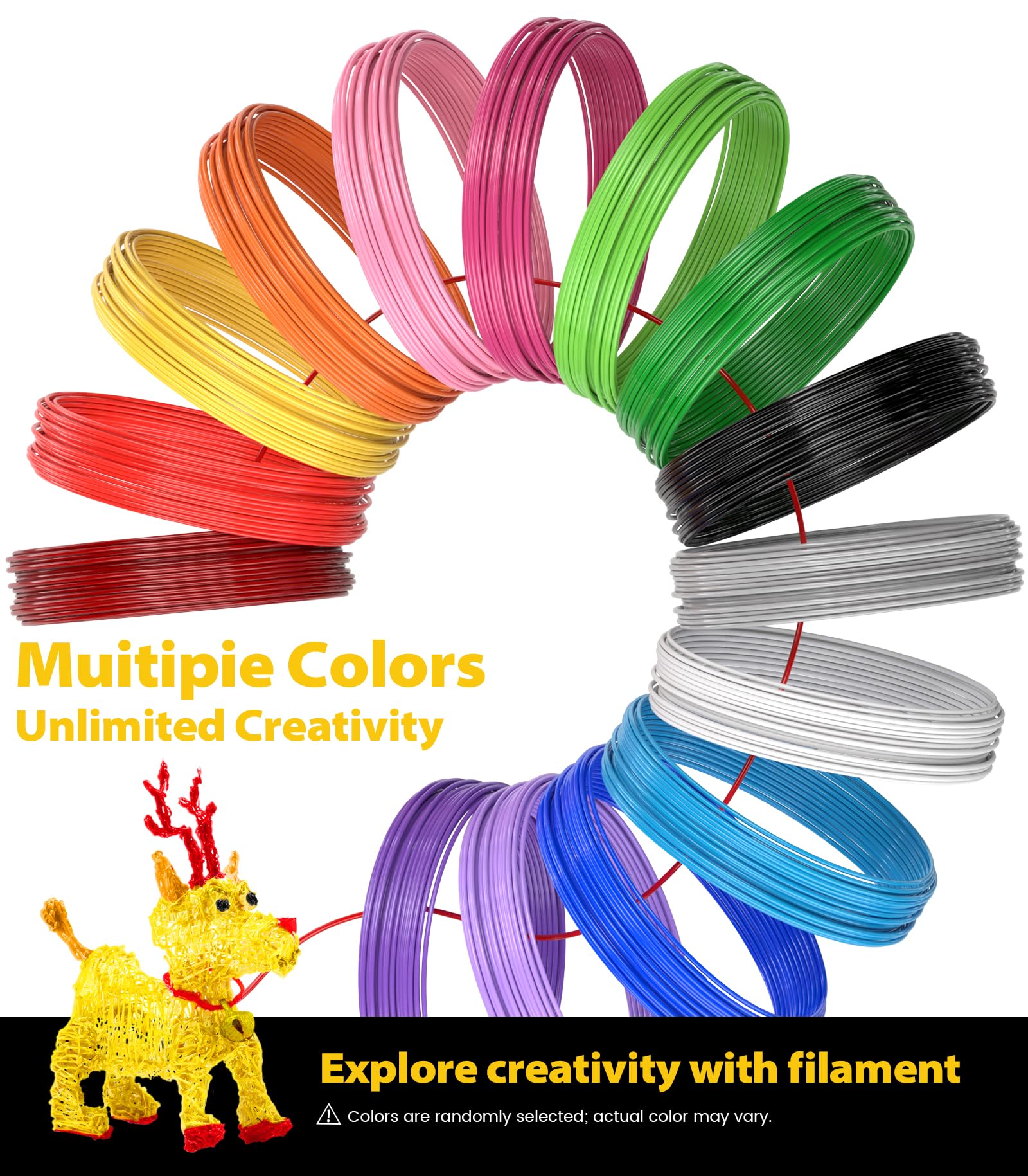 3D Pen Filament Refills 15 Colors, Each Color 16 Feet Total 240 Feet, 1.75 mm Pla Filament Comes with 2 Finger Caps & Copybook,3D Printing Pen Filament Refills Compatible with Mynt3d,scrib3d 3D Pen 🍁 All In One Marketplace Canada