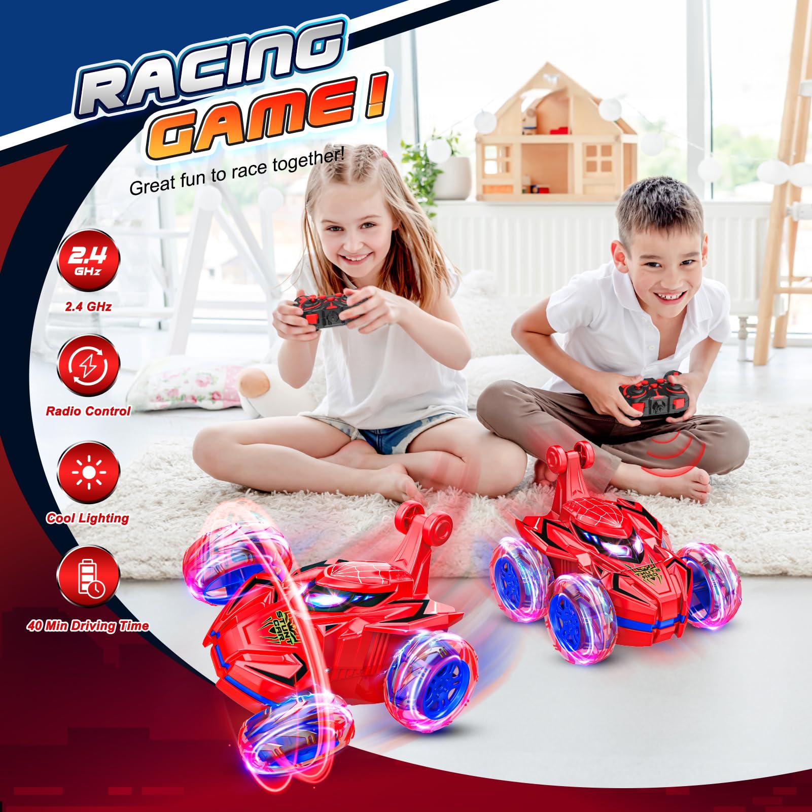 Spider Remote Control Cars for Kids,decked Car Toys Stunt Car Toy for Boys Age 3-9 Remote Control Car for Kids 4-8 Year Old Easter Birthday Gifts for Boys 3-5 Years Old Girls 🍁 All In One Marketplace Canada