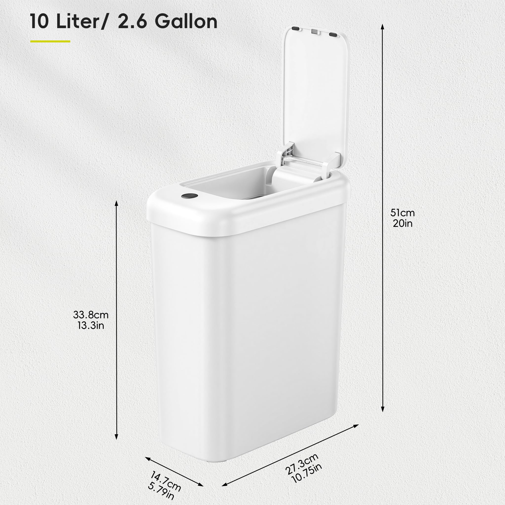 EKO Automatic Bathroom Trash Can with Lid, 2.6 Gallon Slim Touchless Garbage Can, Waterproof Motion Sensor Trash Bin for Bathroom, Office, Kitchen, White 🍁 All In One Marketplace Canada