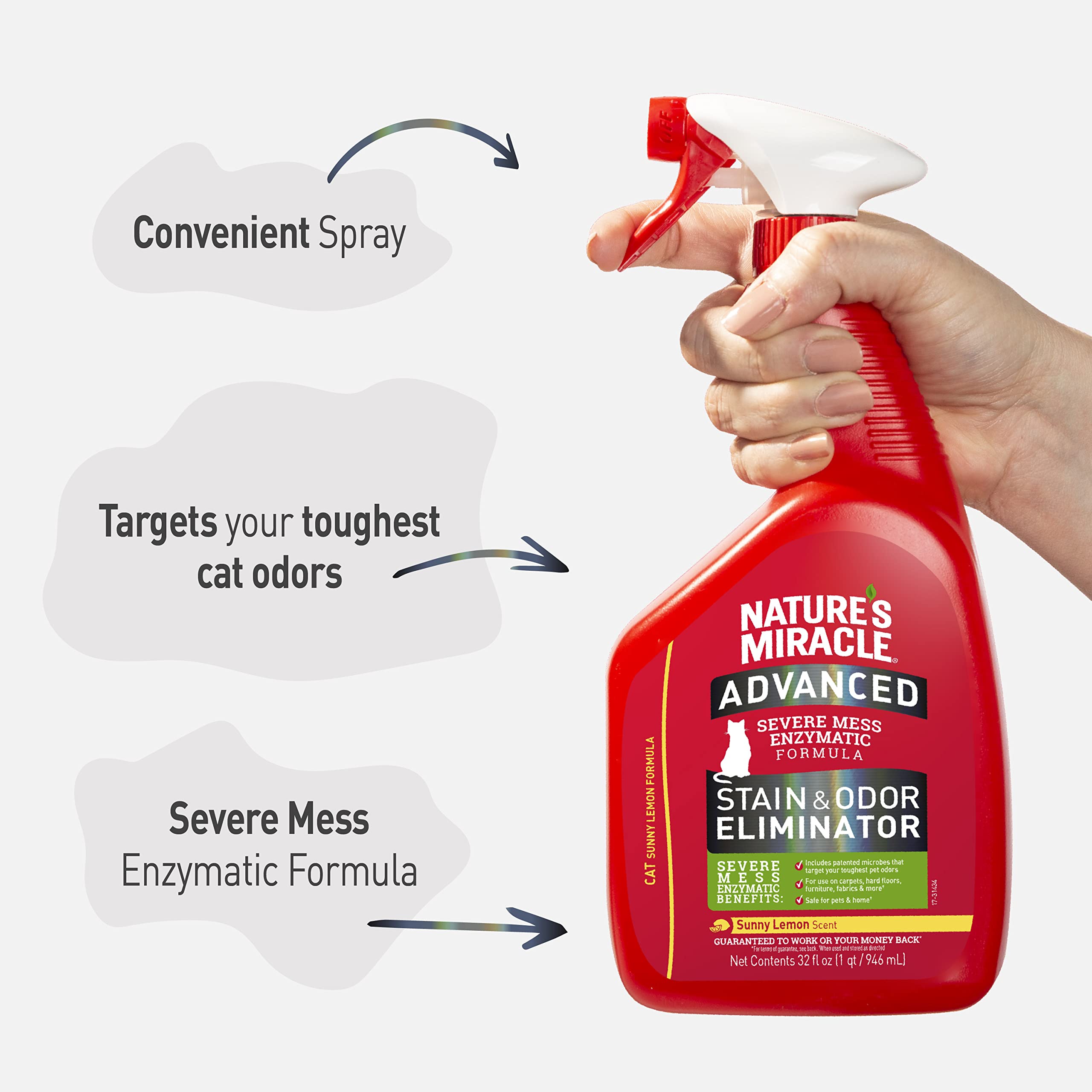 Nature’s Miracle Advanced Stain and Odor Eliminator Cat, 32 Ounces, 1 Gallon, Pour, Fresh Scent, Severe Mess Enzymatic Formula For Tough Pet Messes 🍁 All In One Marketplace Canada