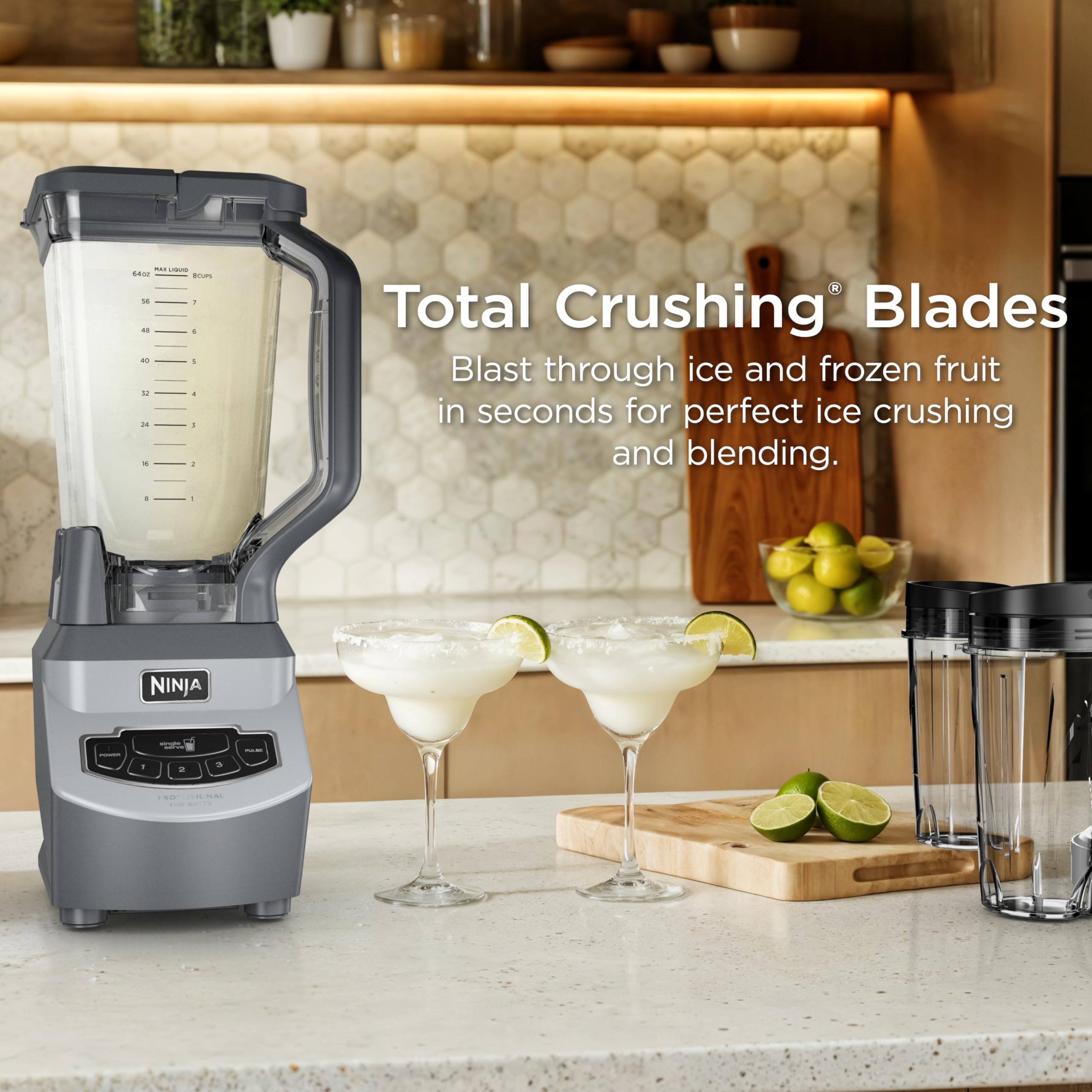 Ninja BL660C Professional Countertop Blender With 1100-Watt Base,72Oz Total Crushing Pitcher and(2)16 Oz Cups For Frozen Drinksand Smoothies,Silver/Gray,1100W,(Canadian Version)Silver/Grey,7.8 Pounds 🍁 All In One Marketplace Canada