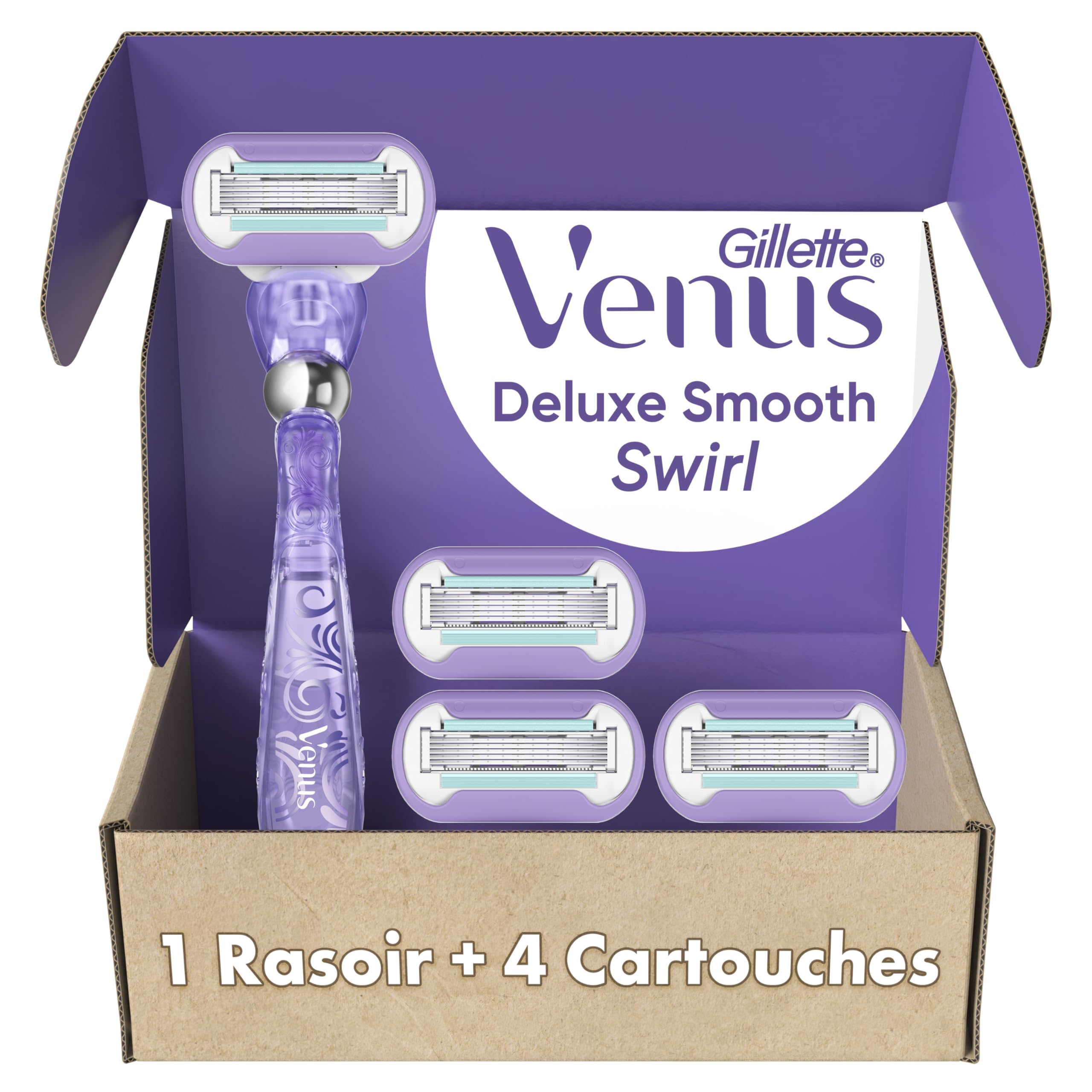 Gillette Razor for Women, Venus Razors Extra Smooth Contour, 5-Blade Cartridges, 1 Handle + 4 Refills + Pivoting Head + Shower Holder 🍁 All In One Marketplace Canada