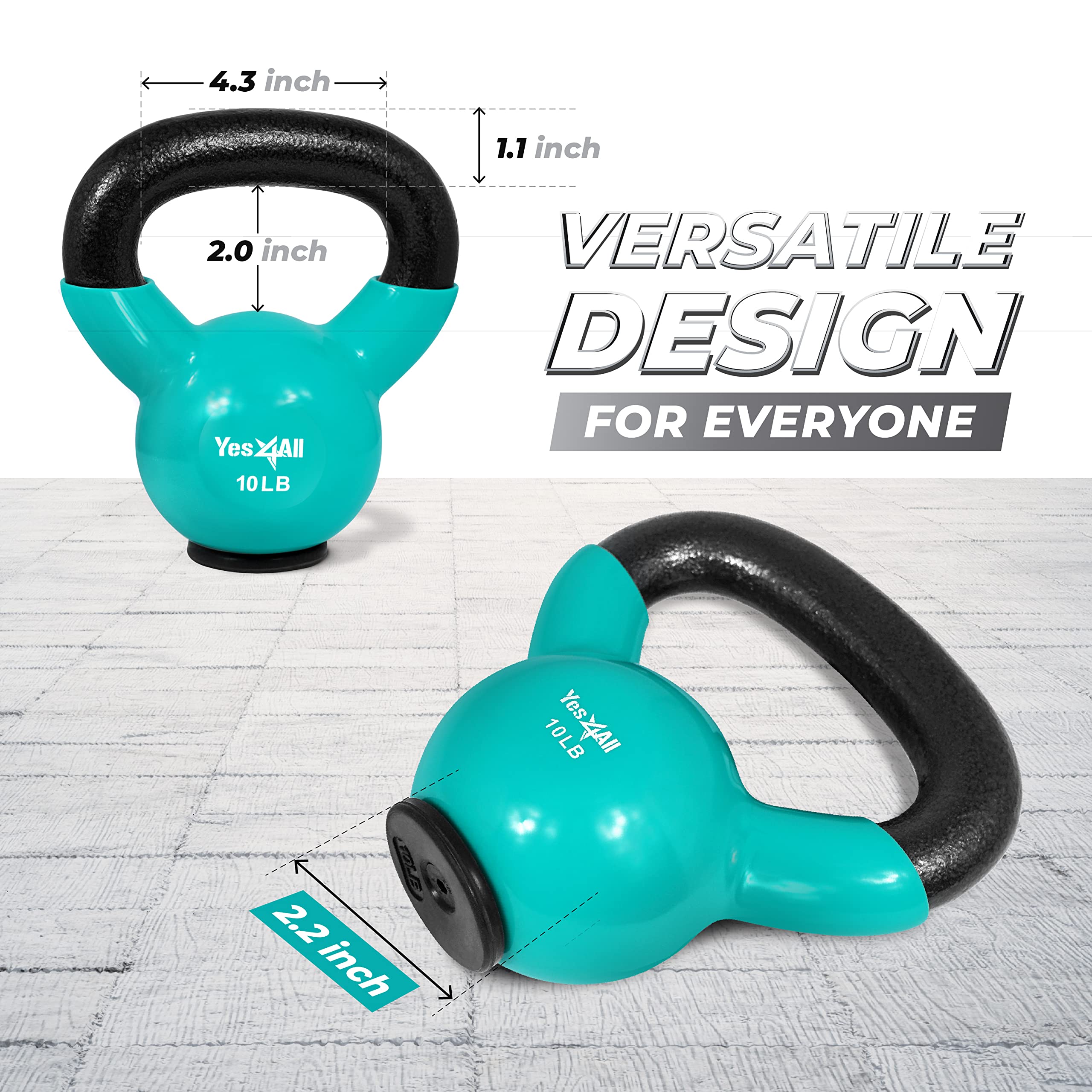 Yes4All Vinyl Coated Kettlebell with Protective Rubber Base, Strength Training Kettlebells for Weightlifting, Conditioning, Strength & Core Training (10 lbs - Mint) 🍁 All In One Marketplace Canada