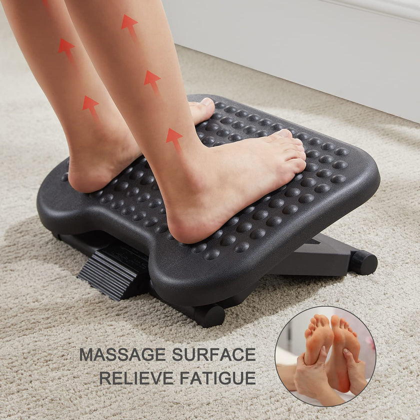 HUANUO Adjustable Footrest Under Desk - Ergonomic Foot Rest with 3 Height Position - 30 Degree Tilt Angle Adjustment for Home, Office, Non-Skid Massage Surface Texture Improves Comfort 🍁 All In One Marketplace Canada