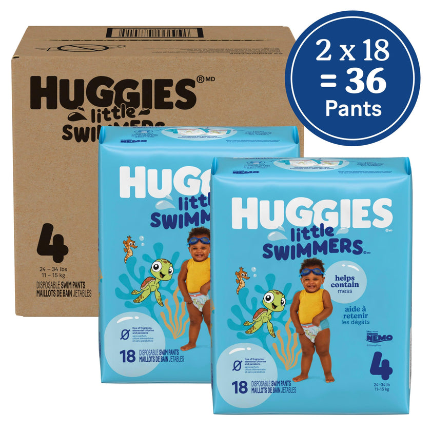 HUGGIES Disposable Swim Diapers - Size 4 Medium, Huggies Little Swimmers, 36 ct 🍁 All In One Marketplace Canada