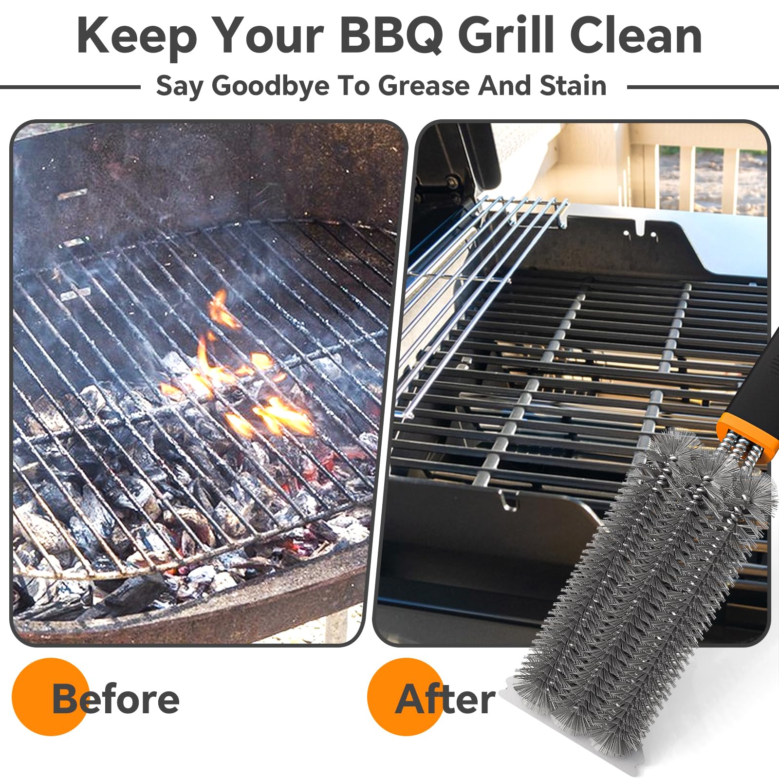 Fixmend 2 Pack BBQ Grill Brush, 15