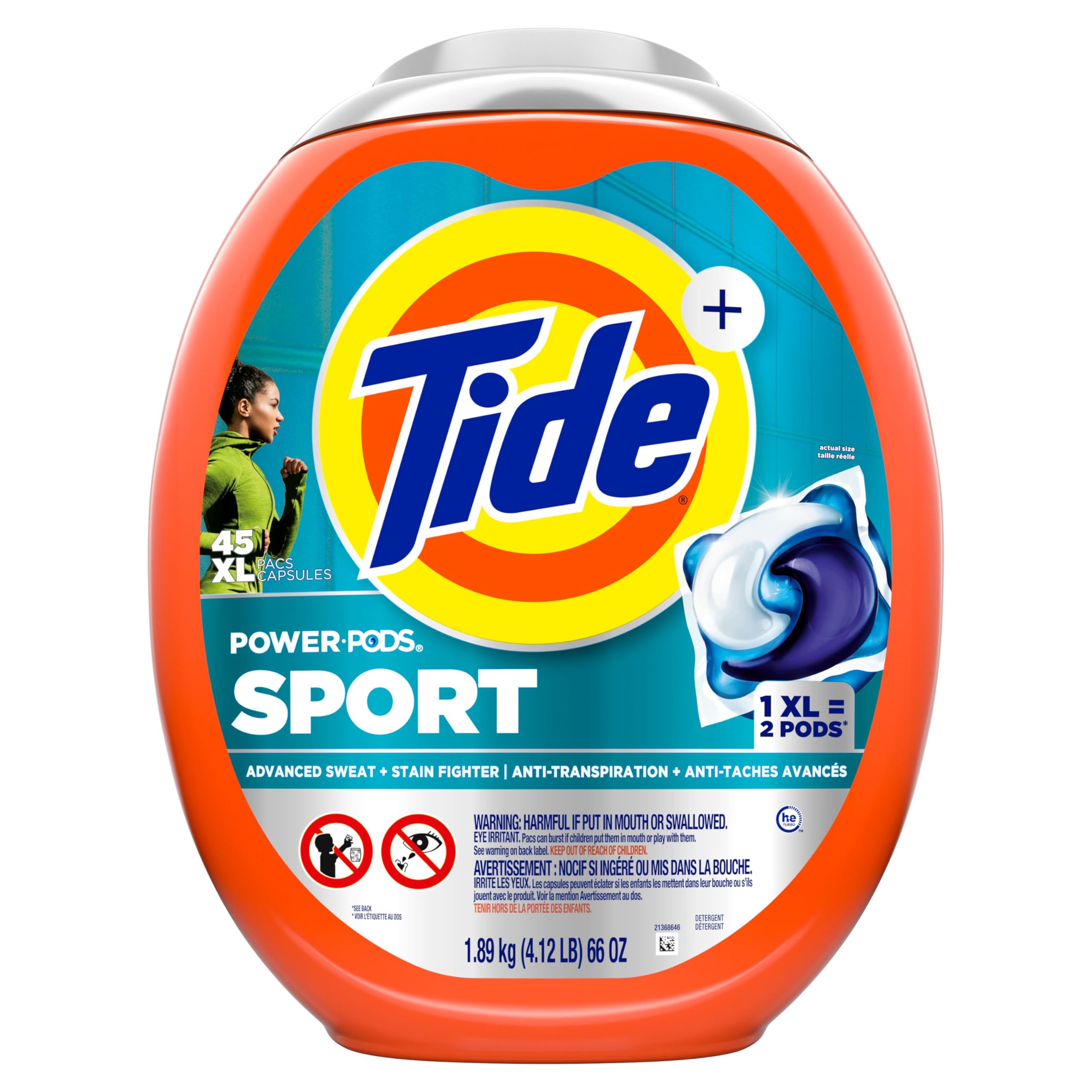 Tide Power Pods Laundry Detergent Pacs with Febreze Sport, Febreze Freshness with Sport Odor Defense, 2.06 kg, 45 Count 🍁 All In One Marketplace Canada