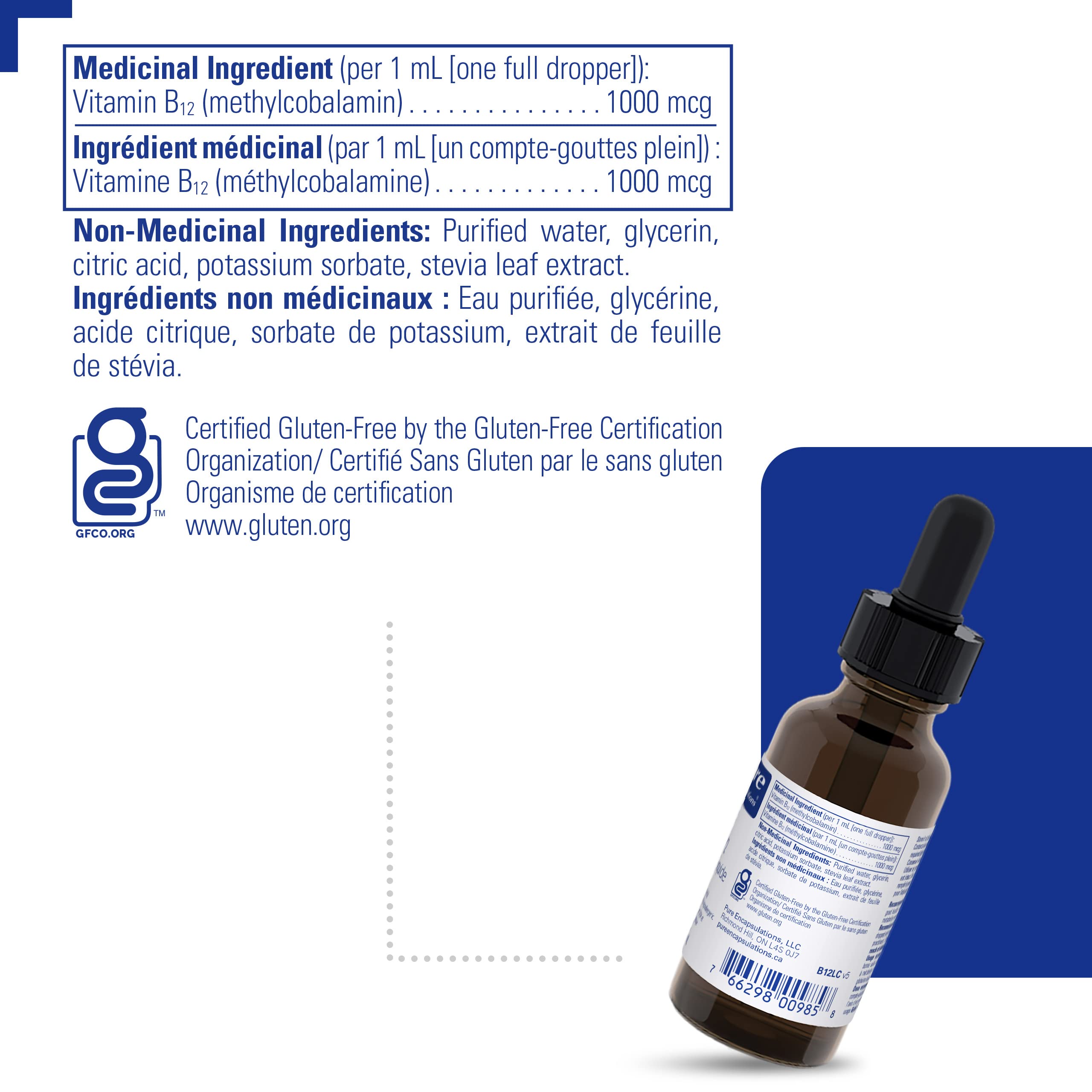 Pure Encapsulations B12 Liquid - B12 as Methylcobalamin - For Energy Metabolism & Red Blood Cell Formation - Liquid Drops - 30 mL 🍁 All In One Marketplace Canada