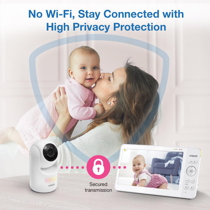 VTech Advanced HQ Max Twin 2 Camera 7” Digital Video Baby Monitor with Pan-Tilt-Zoom, Night Light, Long Range, 2-Way Talk, Display, and Lullabies, No WiFi, White 🍁 All In One Marketplace Canada