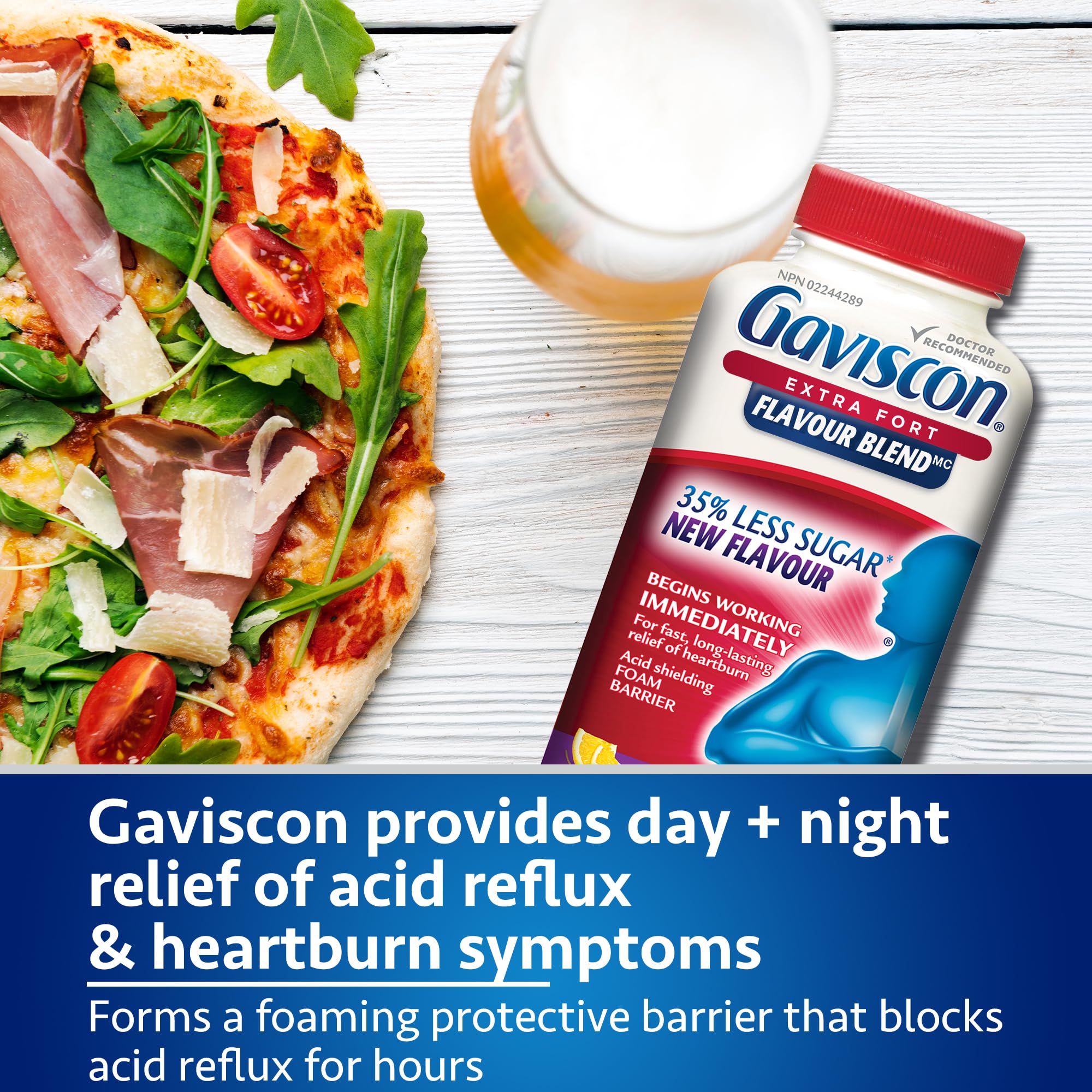 Gaviscon Extra Strength Flavour Burst Tablets - 120 Count - Chewable Foaming Antacid Tablets for Day and Night Heartburn Relief, Acid Reflux and GERD Relief, Fruit Blast - Free of Aluminum, Lactose and Gluten 🍁 All In One Marketplace Canada