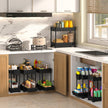 Sevenblue 4 Pack Under Sink Organizer and Storage,Bathroom Organizers, Multi-Use Under Sink Organizer for Bathroom and Kitchen with Sliding Drawer, Hang Hooks and Cup (Black, L) 🍁 All In One Marketplace Canada