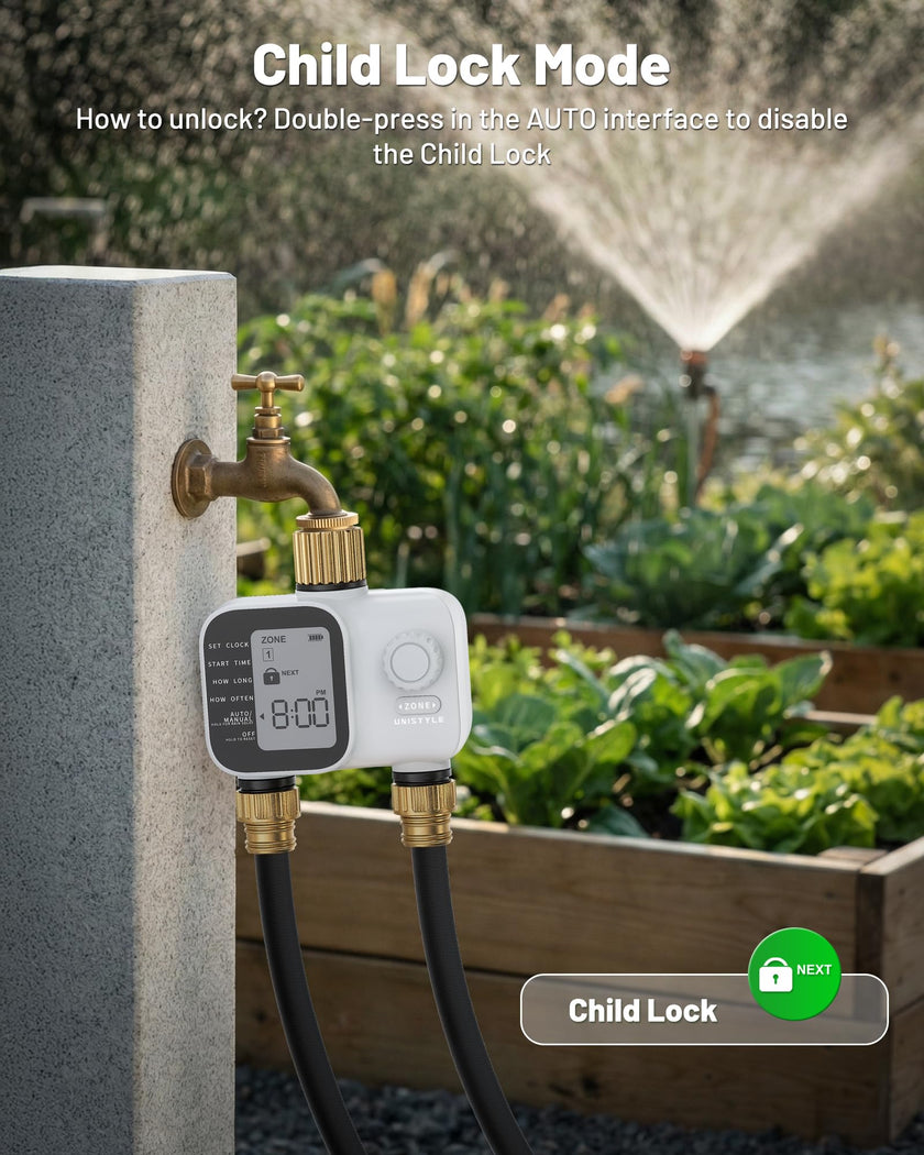 2027 New Upgrade Sprinkler Timer 2 Zone with Brass Inlet, Unistyle Water Timer for Garden Hose with Rain Delay and Manual Water/Automatic Irrigation, Hose Timers for Yard and Lawn Patio 🍁 All In One Marketplace Canada