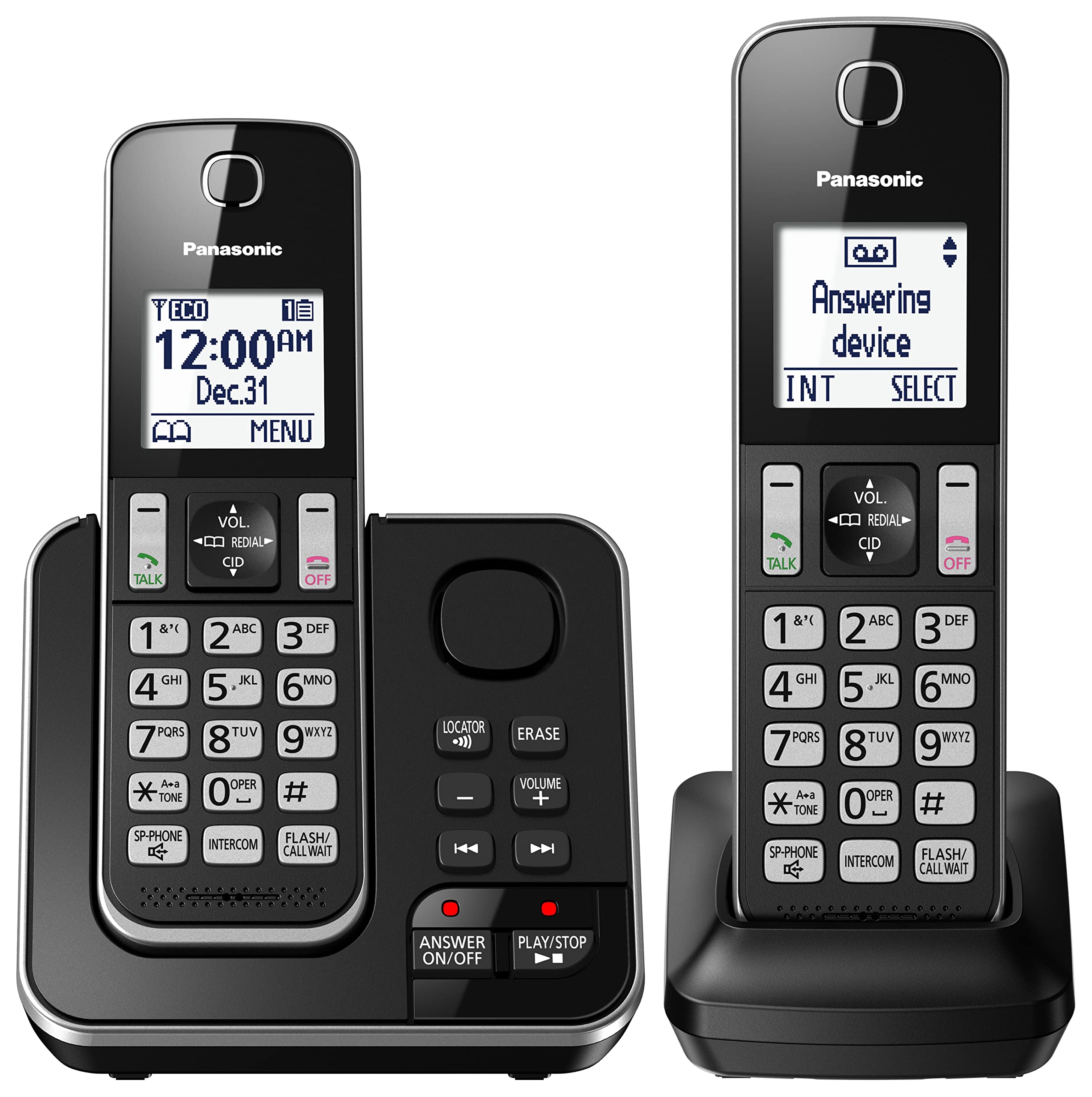 Panasonic DECT 6.0 Expandable Cordless Phone with Answering Machine and Call Block - 2 Cordless Handsets - KX-TGD392CB (Black) 🍁 All In One Marketplace Canada