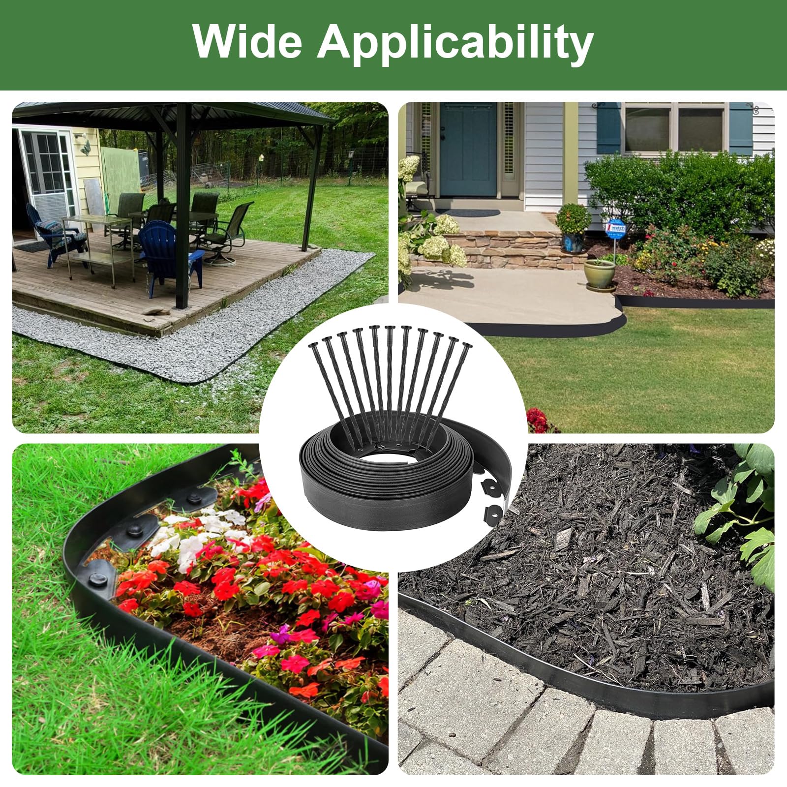 40Ft Garden Edging Border 2-inch Height with 40 Pcs 6-inch Plastic Stakes Landscape Edging Border Paver Edging Kit for Lawn, Yard, Flower Beds 🍁 All In One Marketplace Canada