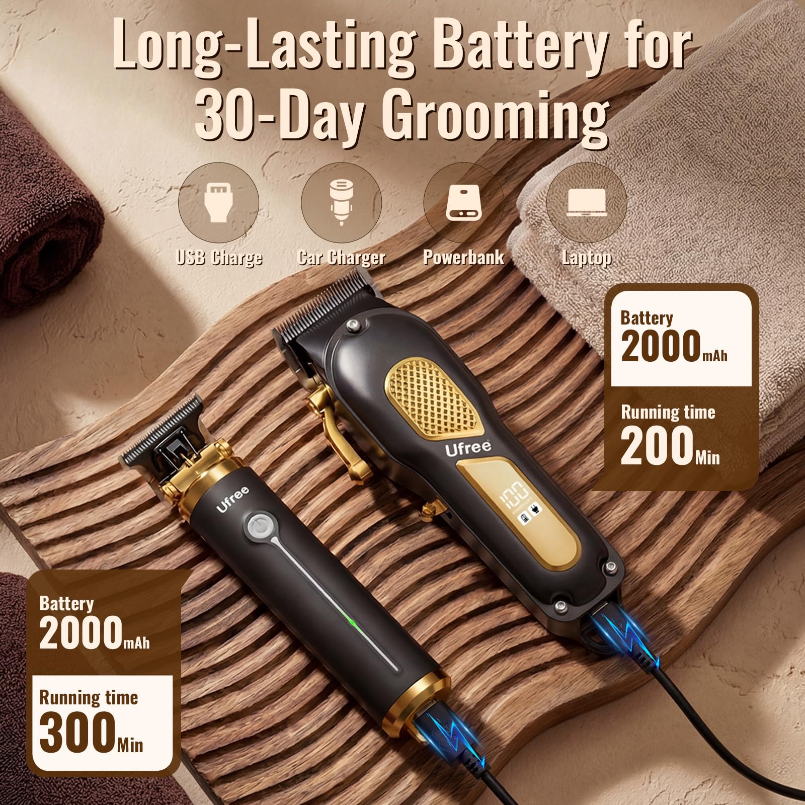 Ufree Hair Clippers for Men, Clippers and Trimmers Set, Cordless Barber Clippers, Grooming Kit, Gifts for Men 🍁 All In One Marketplace Canada