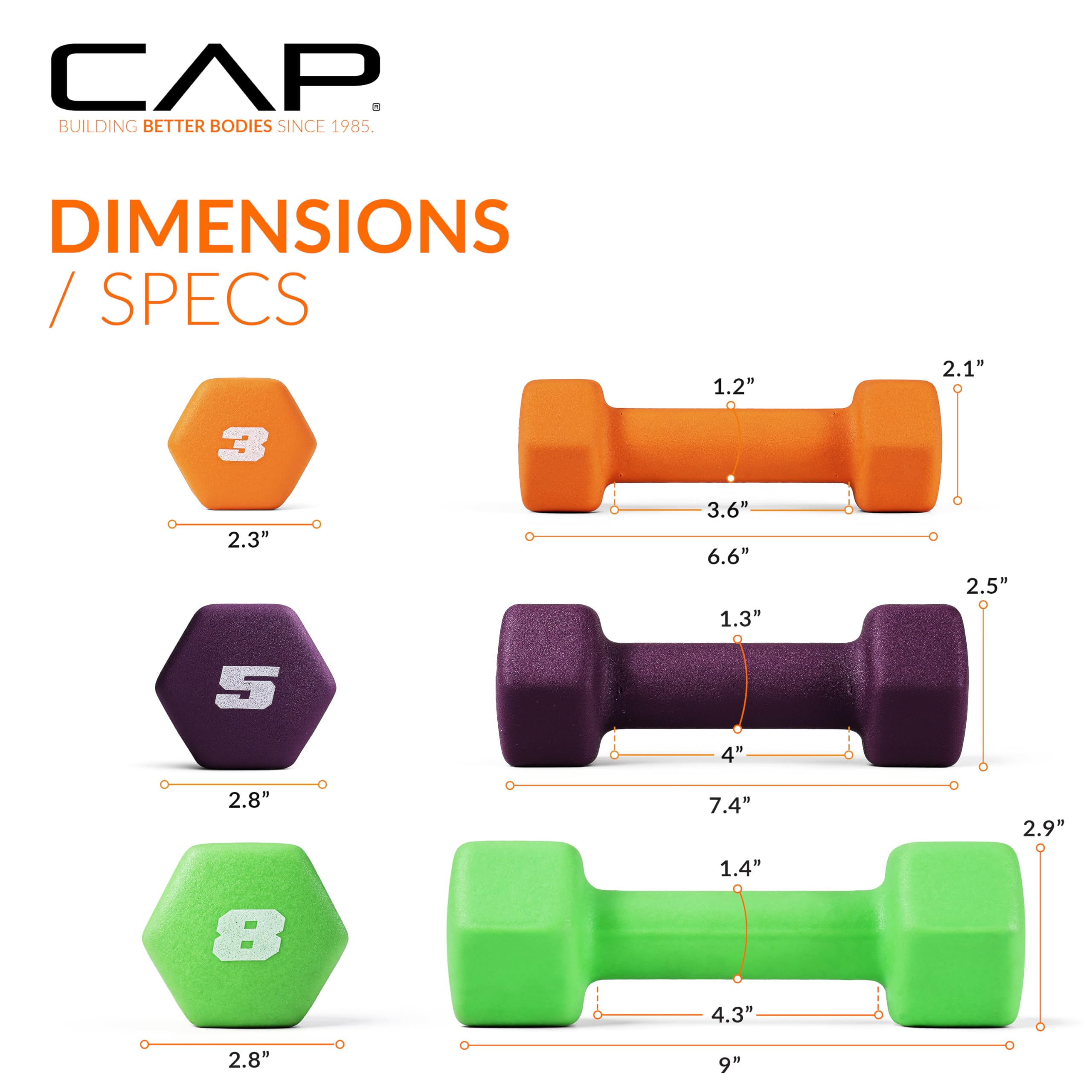 CAP Barbell 32 lb Neoprene Dumbbell Set with Rack |Includes 3, 5, 8 lb Pairs 🍁 All In One Marketplace Canada