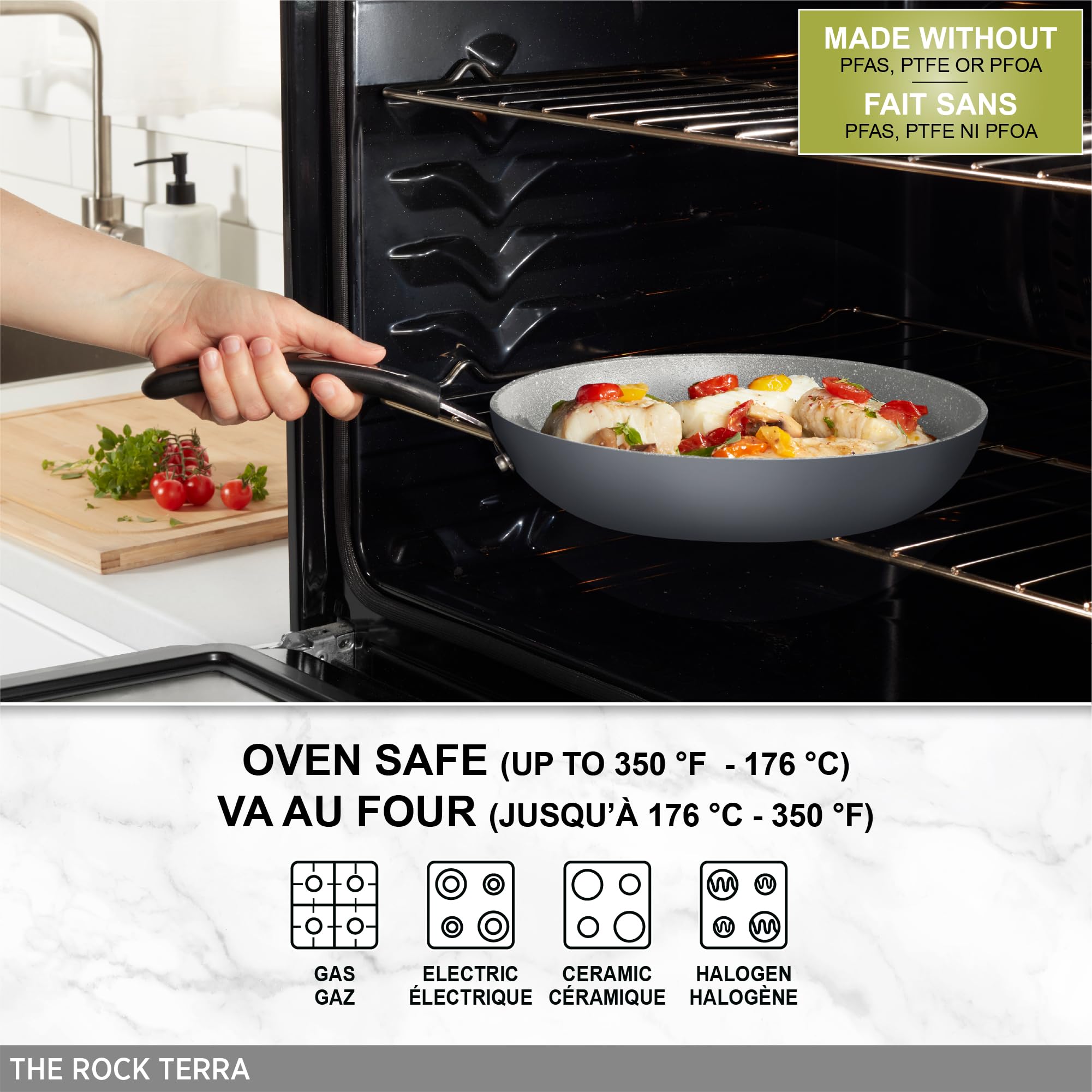 Starfrit The Rock Terra 30cm Ceramic Deep Fry Pan with Lid, PFAS Free 🍁 All In One Marketplace Canada