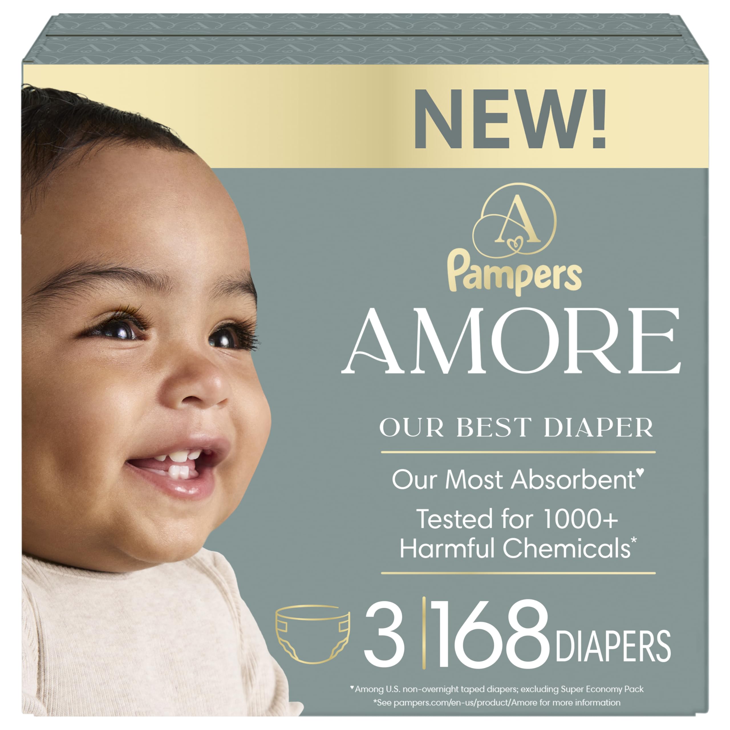 Pampers AMORE, Size 3, Our Best Diaper, 1 Pack (Count of 168) 🍁 All In One Marketplace Canada