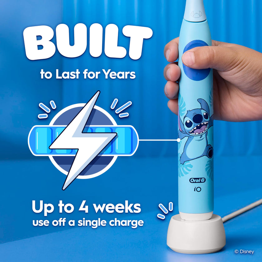 Oral-B iO Kids Rechargeable Electric Powered Toothbrush, Stitch with 1 Gentle Care Brush Head - Automatic Pressure Sensor to Protect Gums - 3 Cleaning Settings - 2 Min Music Timer - 28 Day Battery Life 🍁 All In One Marketplace Canada