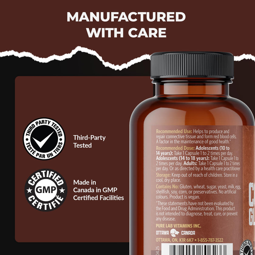 Pure Lab Vitamins Copper Glycinate 1mg - 150 Vegi-caps 🍁 All In One Marketplace Canada